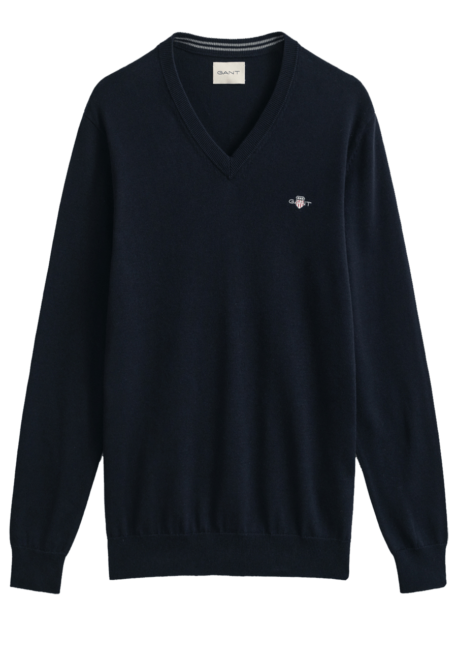 Produktbild f�r 'GANT Regular Pullover Langarm V-Ausschnitt Strick nachtblau'
