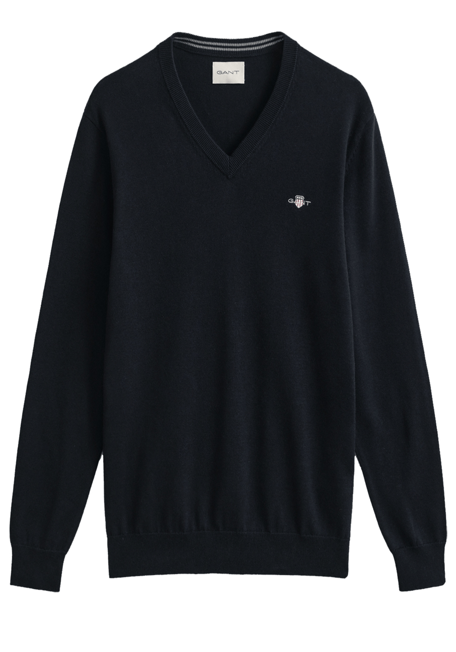 Produktbild f�r 'GANT Regular Pullover Langarm V-Ausschnitt Strick schwarz'