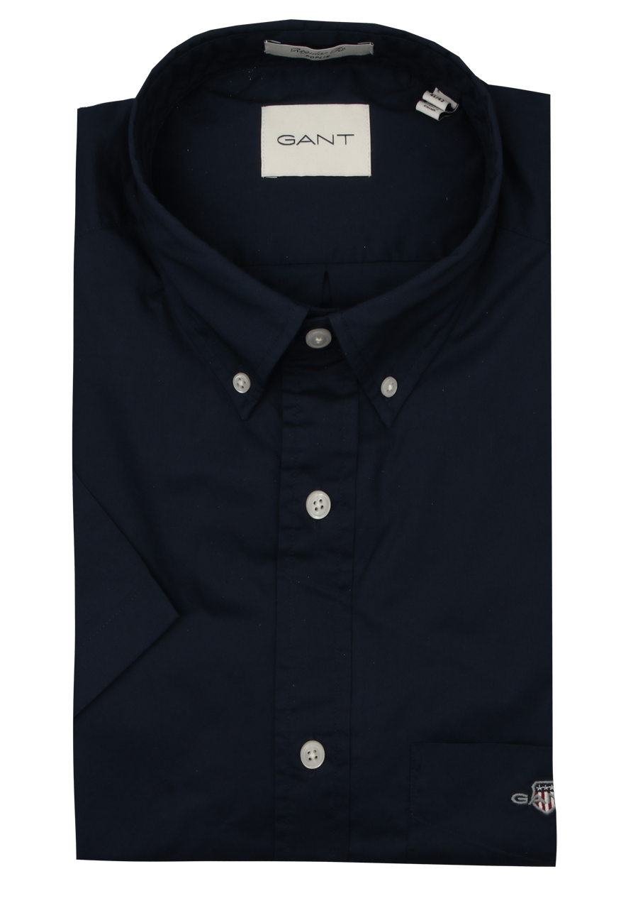 Produktbild fr 'GANT Regular Hemd Halbarm Button Down Kragen Popeline dunkelblau'