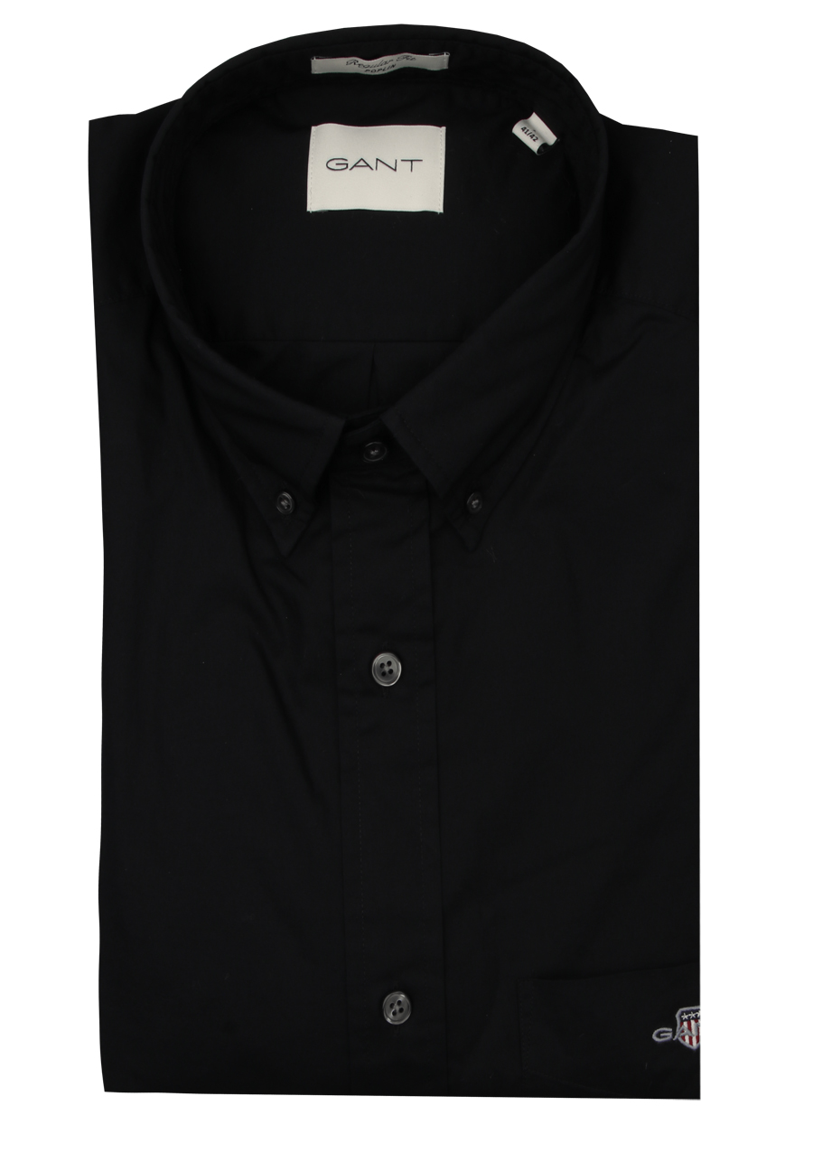Produktbild fr 'GANT Regular Hemd Langarm Button Down Kragen Popeline schwarz'