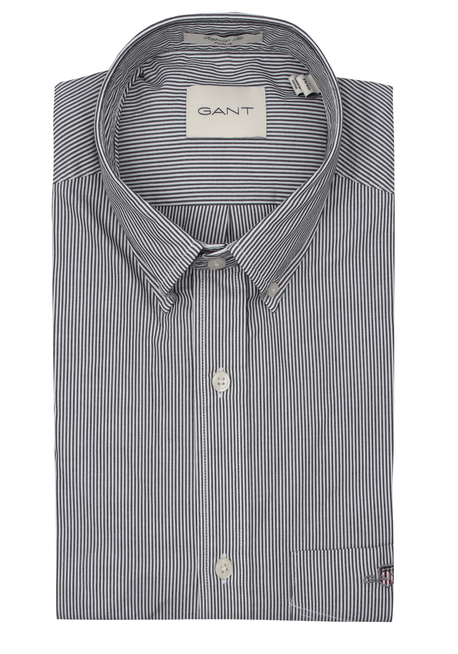 Produktbild fr 'GANT Regular Hemd Langarm Button Down Kragen Streifen schwarz'