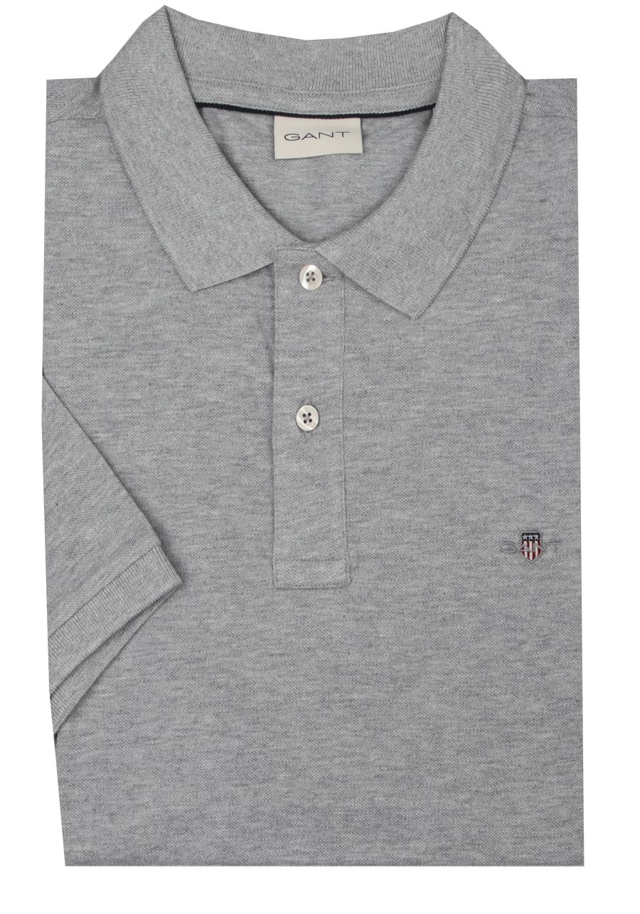 Produktbild fr 'GANT Regular Polo Halbarm geknpfter Polokragen Pique grau'
