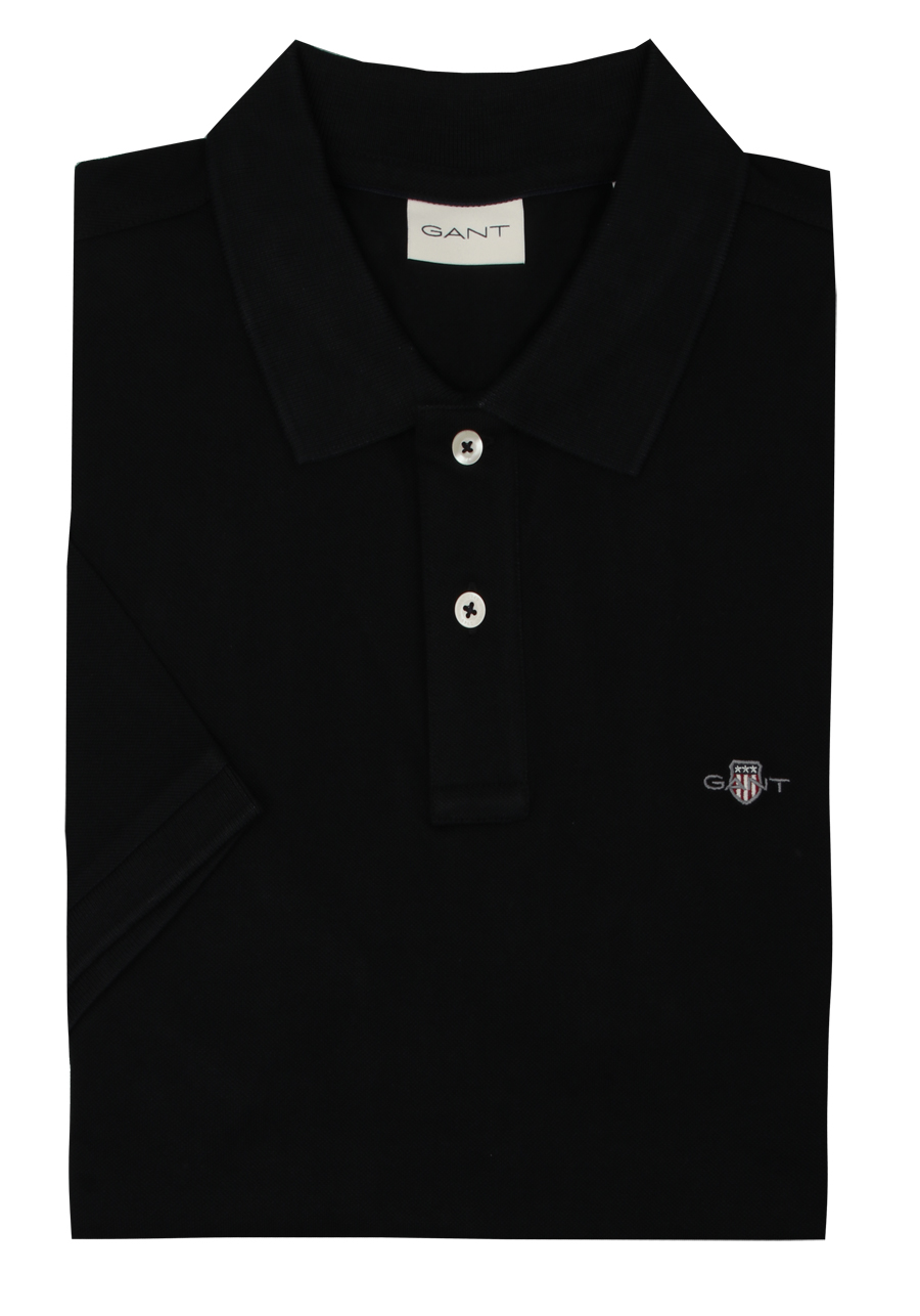 Produktbild fr 'GANT Regular Polo Halbarm geknpfter Polokragen Stretch Pique schwarz'