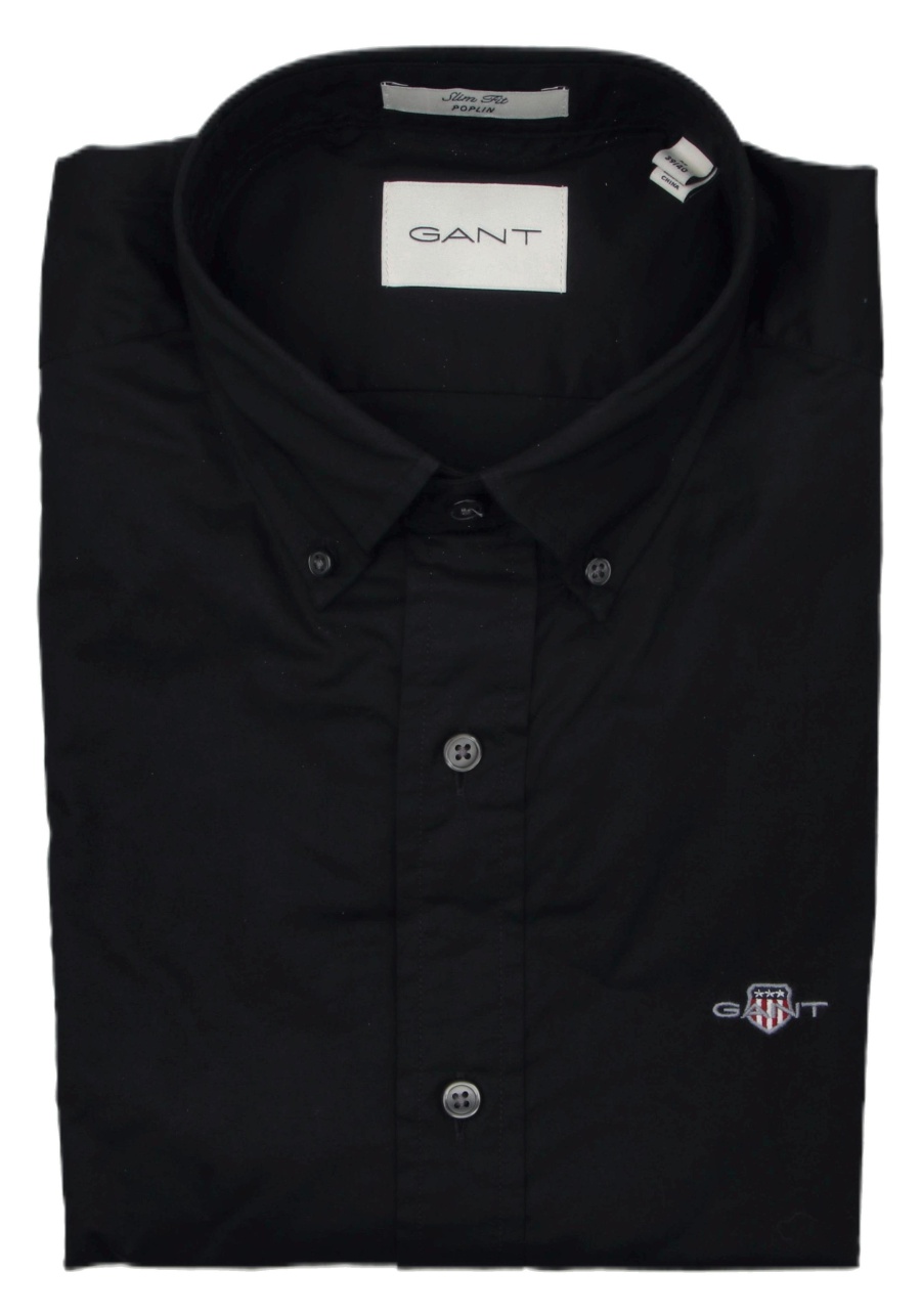 Produktbild fr 'GANT Slim Hemd Langarm Button Down Kragen Popeline schwarz'