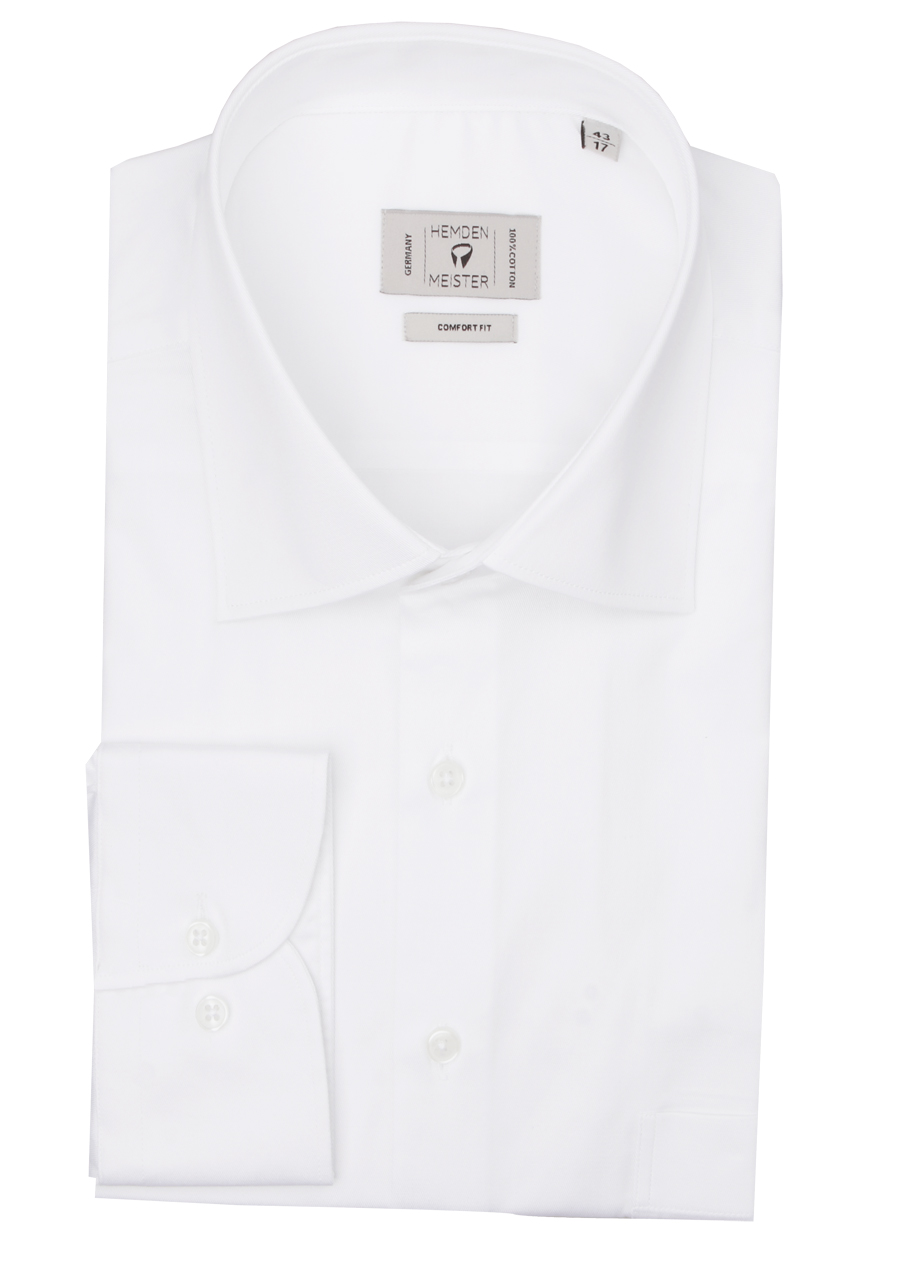 Produktbild f�r 'HEMDEN MEISTER Comfort Fit Hemd extra kurzer Arm New Kent Kragen Feintwill wei�'