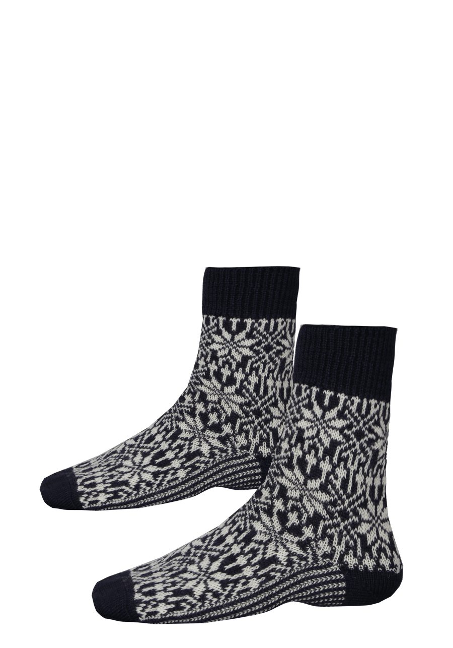 Produktbild f�r 'HIRSCH NATUR Norwegersocken Schurwolle Strick Muster blau'