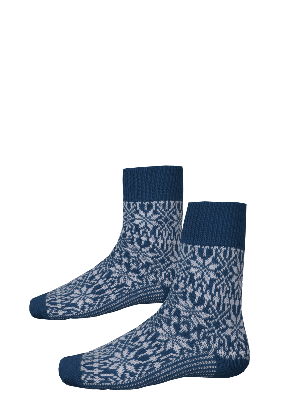 Produktbild f�r 'HIRSCH NATUR Norwegersocken Schurwolle Strick Muster dunkelblau'