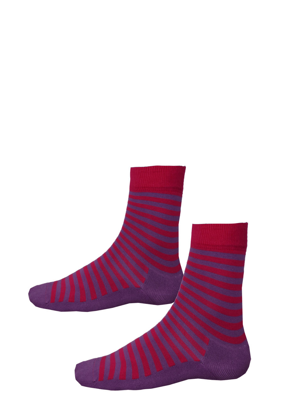 Produktbild f�r 'HIRSCH NATUR Socken lang Ringel pink'
