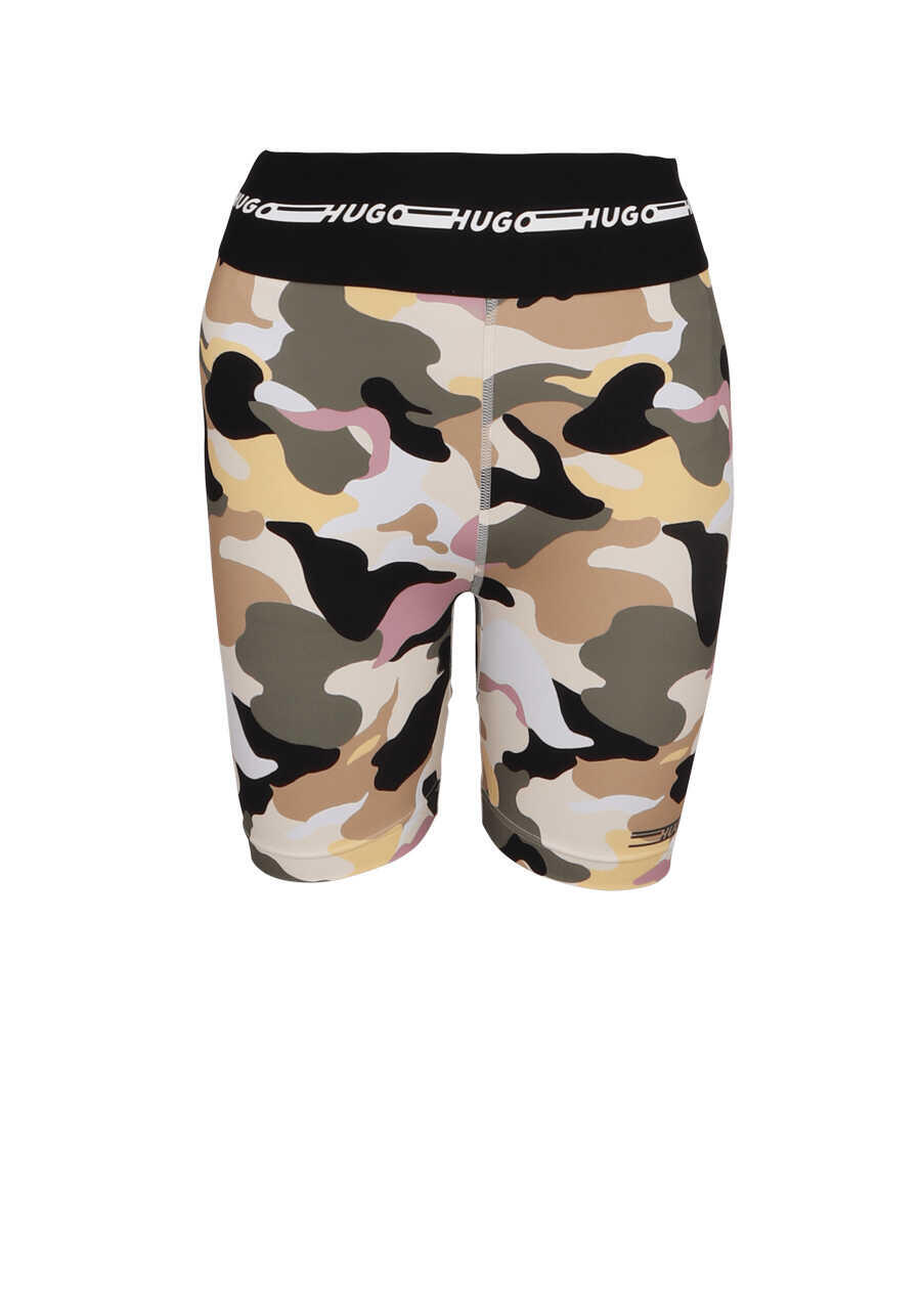 Produktbild fr 'HUGO Radlerhose NELOPE Gummibund Logo-Print Stretch Muster grn'