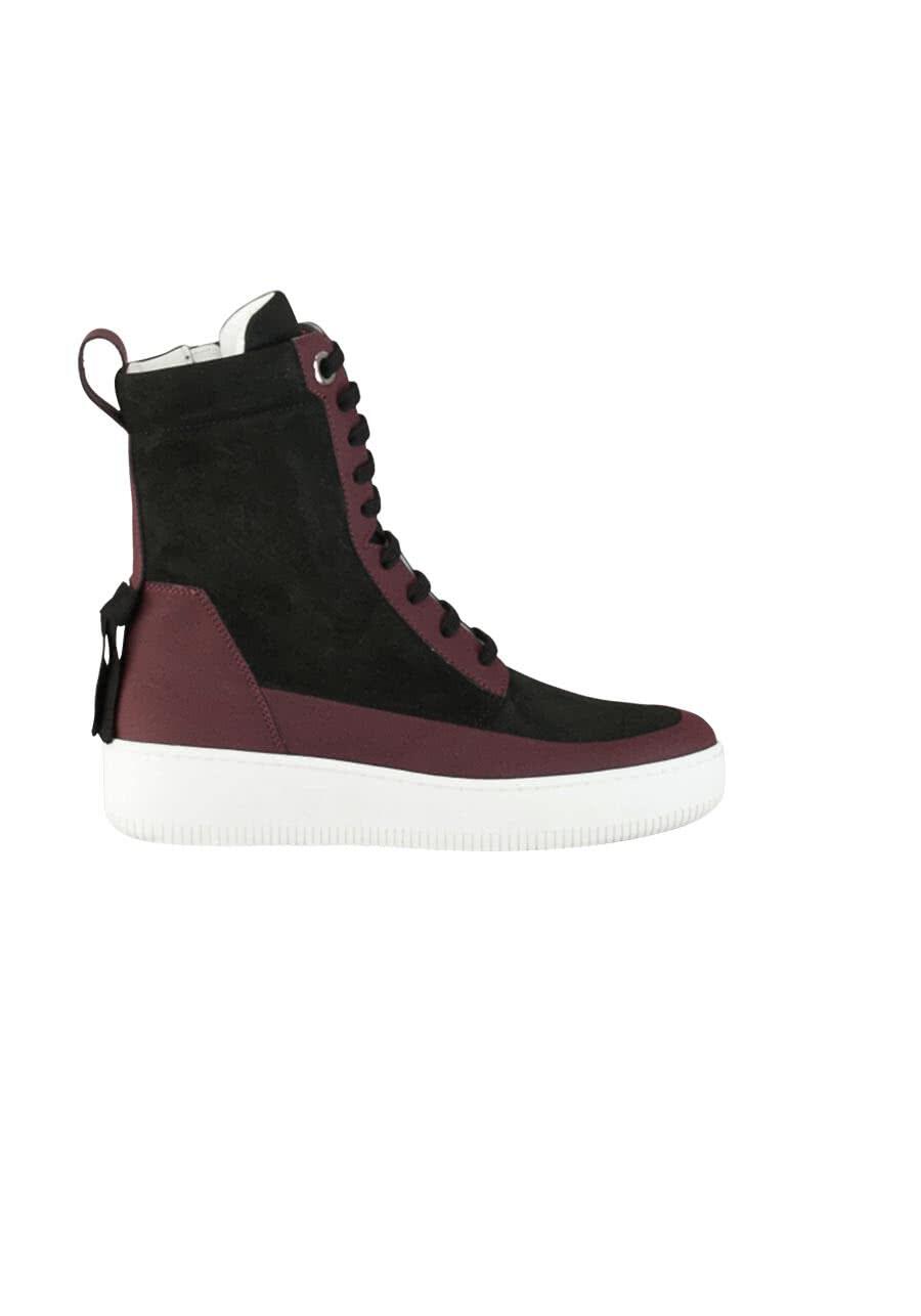 Produktbild fr 'HUGO Schnrstiefel FARELL Kalbsleder Muster schwarz/weinrot'