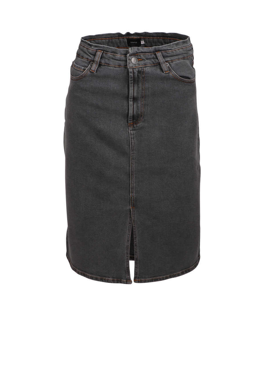 Produktbild fr 'IDANO Jeansrock 5-Pocket Ziernhte Butten-Zipp-Verschluss Uni mittelgrau'