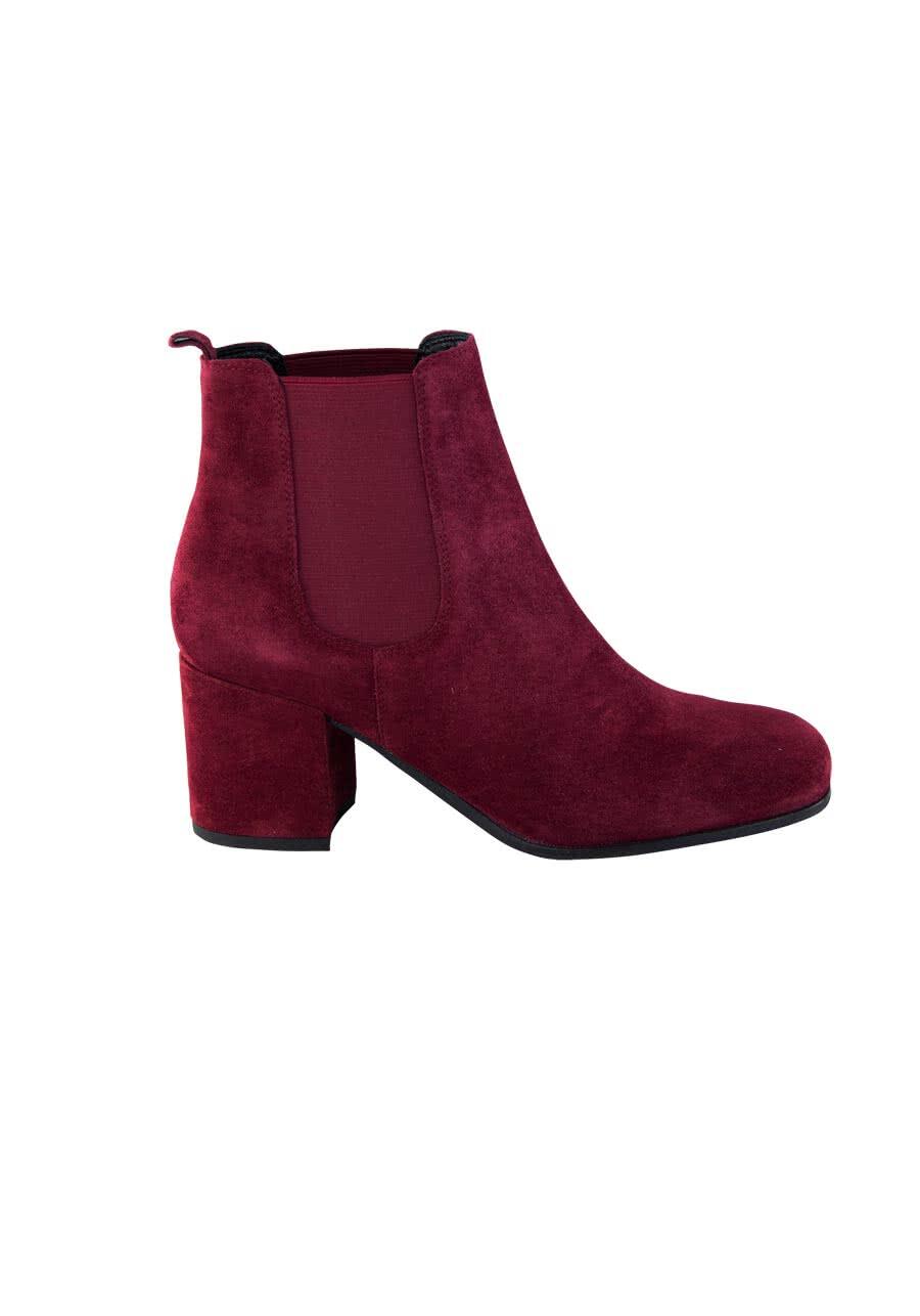 Produktbild fr 'KENNEL&SCHMENGER Stiefelette Veloursleder Stretcheinsatz dunkelrot'