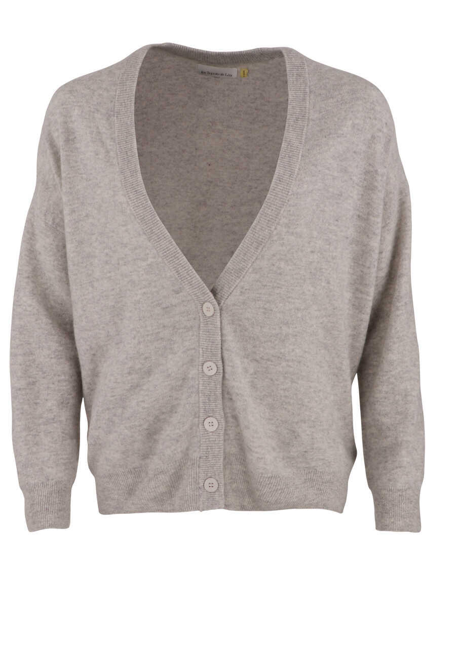 Produktbild fr 'LES TRICOTS DE LEA Strickjacke GUPIDON GILET Langarm V-Ausschnitt geknpft Kaschmir grau'