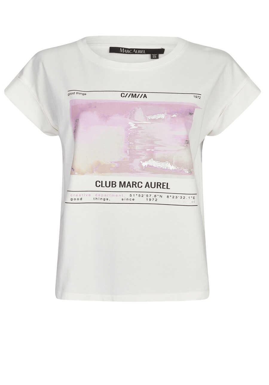 Produktbild fr 'MARC AUREL T-Shrit Halbarm Rundhals Front-Print wei'