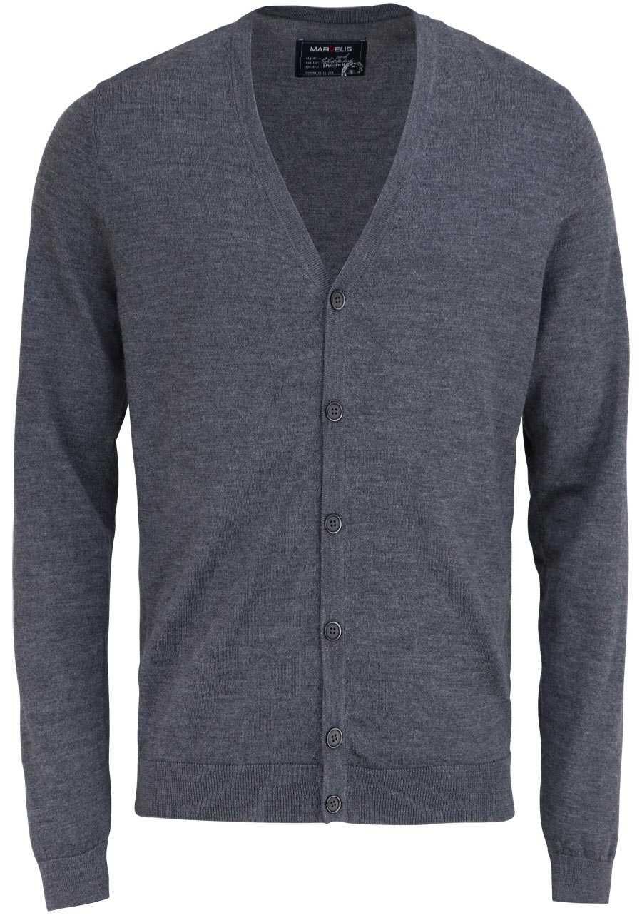 Produktbild fr 'MARVELIS Cardigan Langarm mit Knopfleiste aus Merino dunkelgrau'