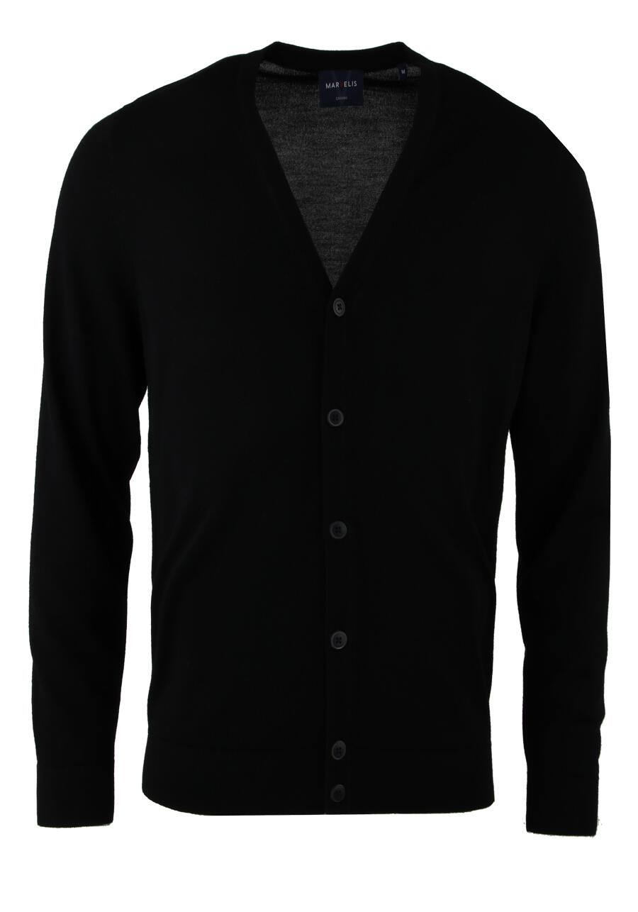 Produktbild fr 'MARVELIS Cardigan Langarm mit Knopfleiste aus Merino schwarz'