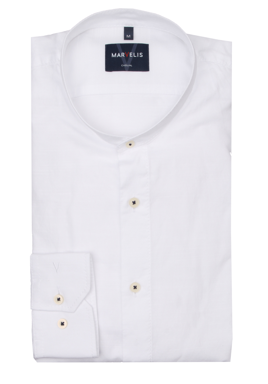 Produktbild fr 'MARVELIS Casual Fit Hemd Langarm Stehkragen Faux wei'