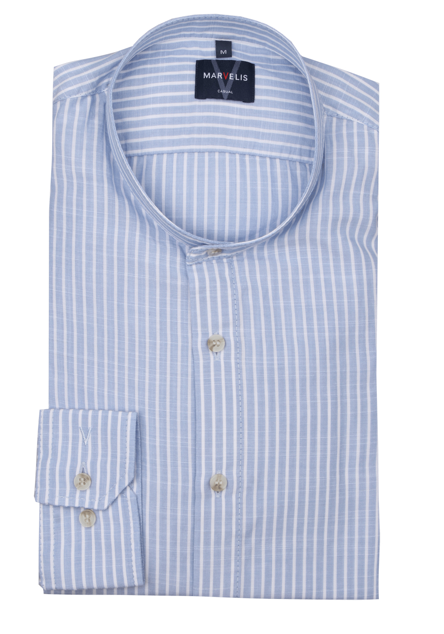 Produktbild f�r 'MARVELIS Casual Hemd Langarm Stehkragen Streifen blau'