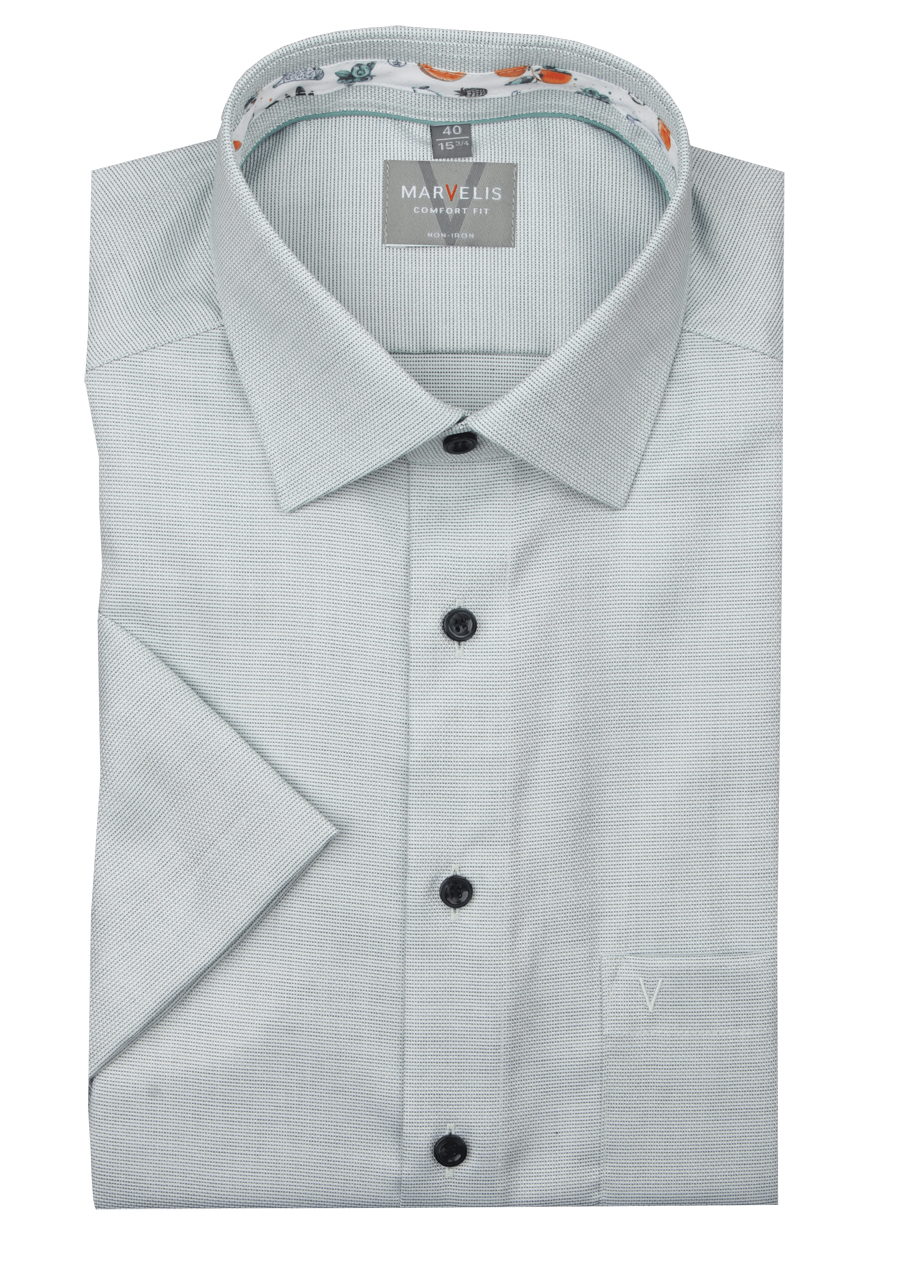 Produktbild f�r 'MARVELIS Comfort Fit Hemd Halbarm New Kent Kragen Struktur gr�n'