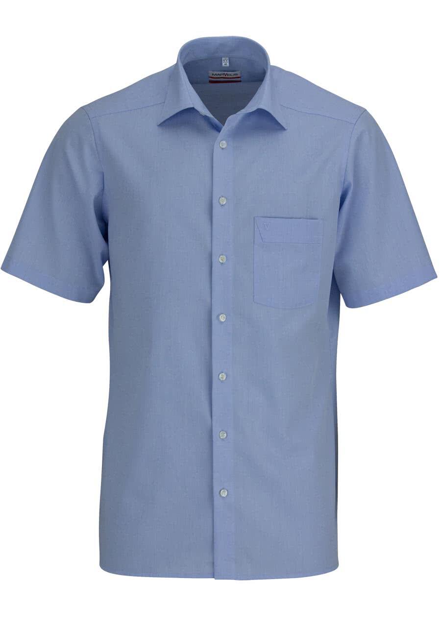 Produktbild f�r 'MARVELIS Modern Fit Hemd Halbarm New Kent Kragen Chambray hellblau'
