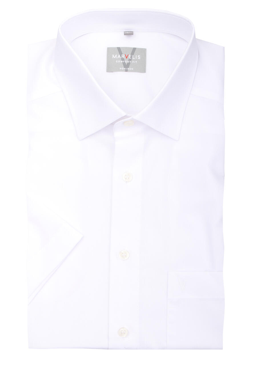 Produktbild f�r 'MARVELIS Modern Fit Hemd Halbarm New Kent Kragen Popeline wei�'