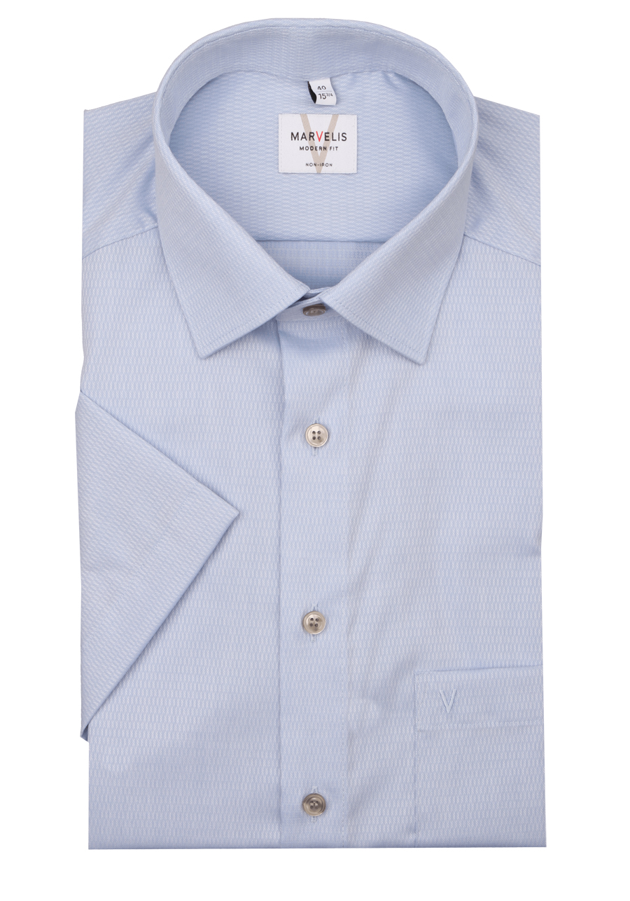 Produktbild f�r 'MARVELIS Modern Fit Hemd Halbarm New Kent Kragen Struktur hellblau'