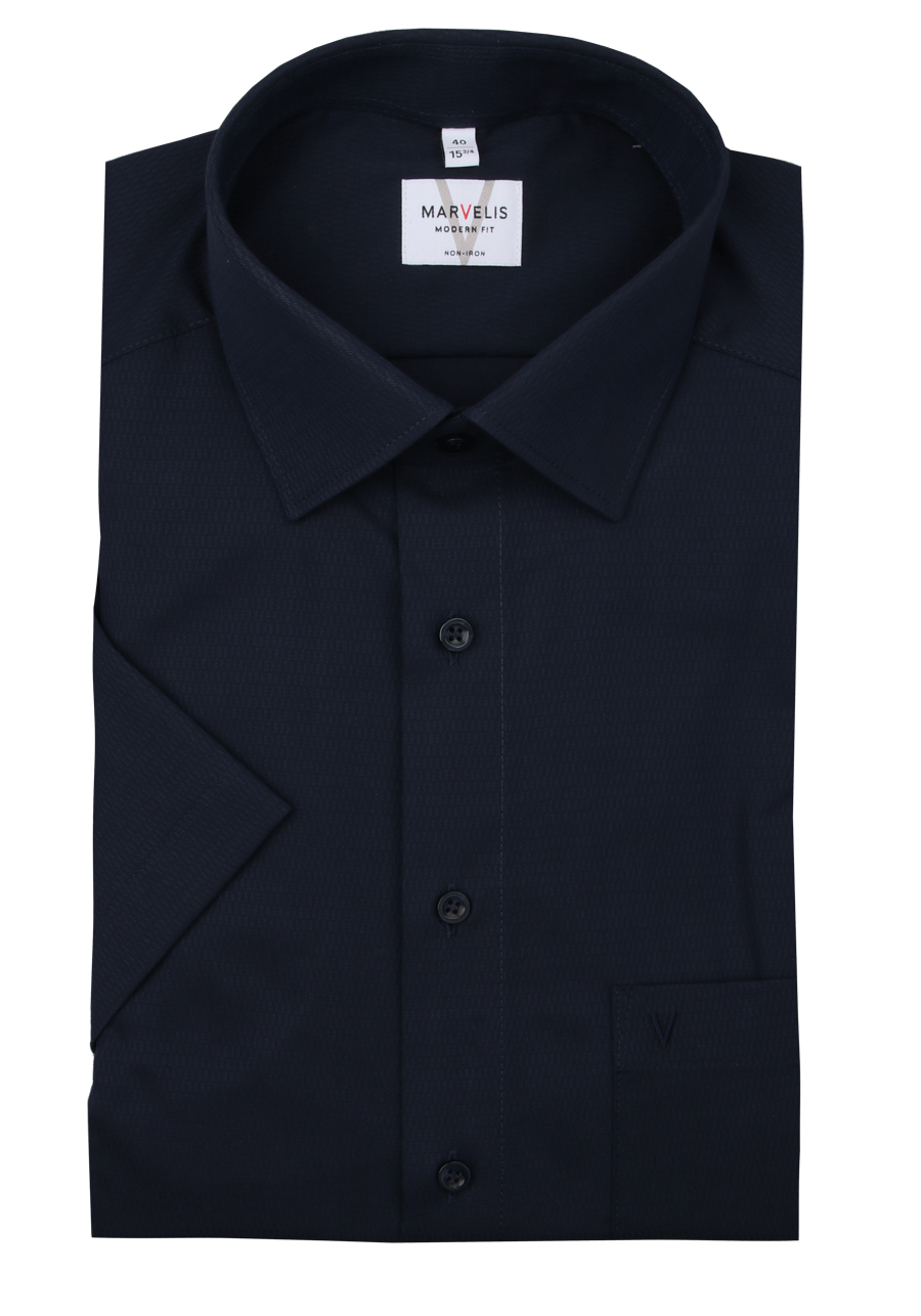 Produktbild f�r 'MARVELIS Modern Fit Hemd Halbarm New Kent Kragen Struktur nachtblau'