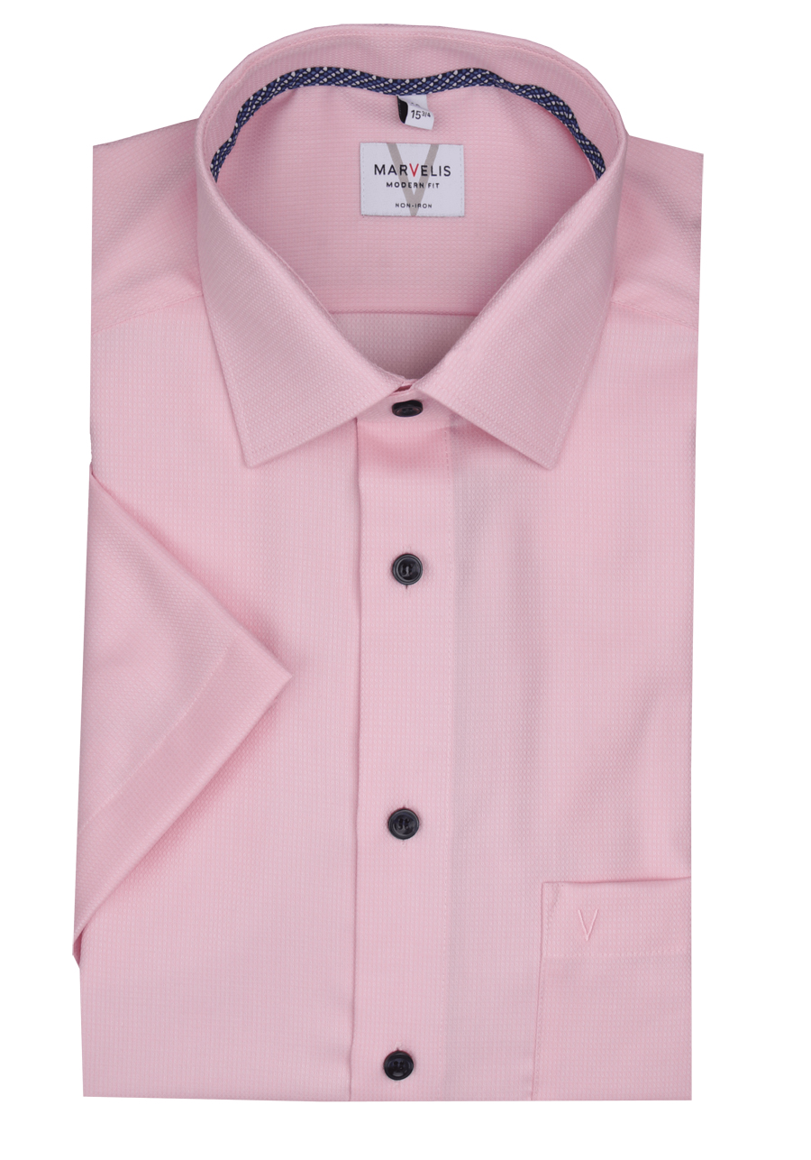 Produktbild fr 'MARVELIS Modern Fit Hemd Halbarm New Kent Kragen Struktur rosa'