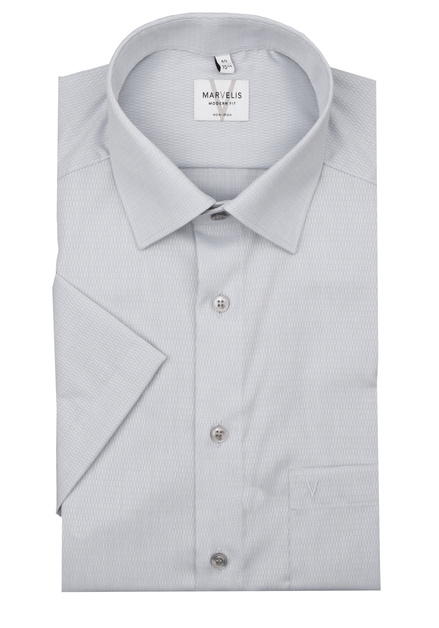 Produktbild f�r 'MARVELIS Modern Fit Hemd Halbarm New Kent Kragen Struktur silber'