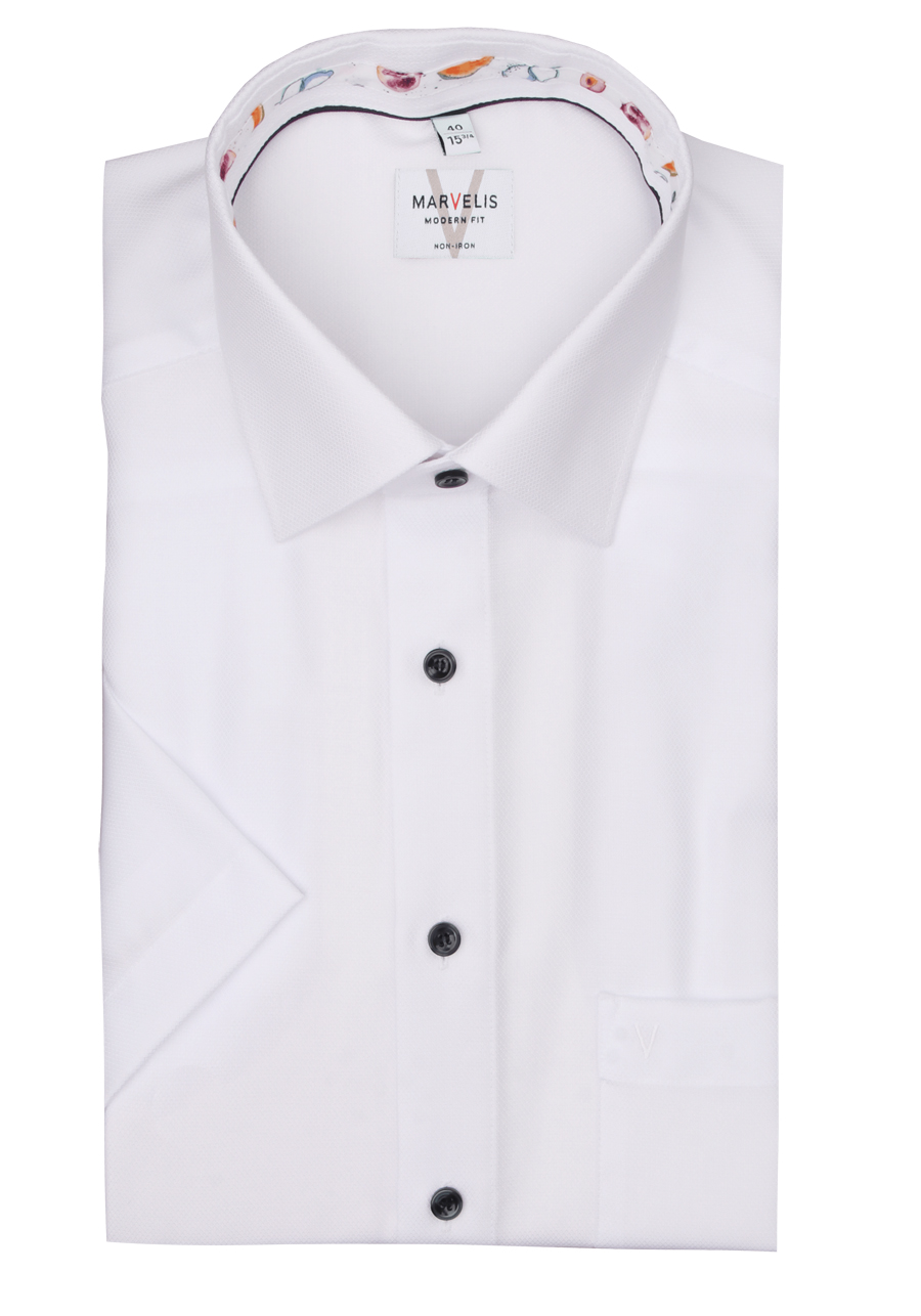 Produktbild f�r 'MARVELIS Modern Fit Hemd Halbarm New Kent Kragen Struktur wei�'