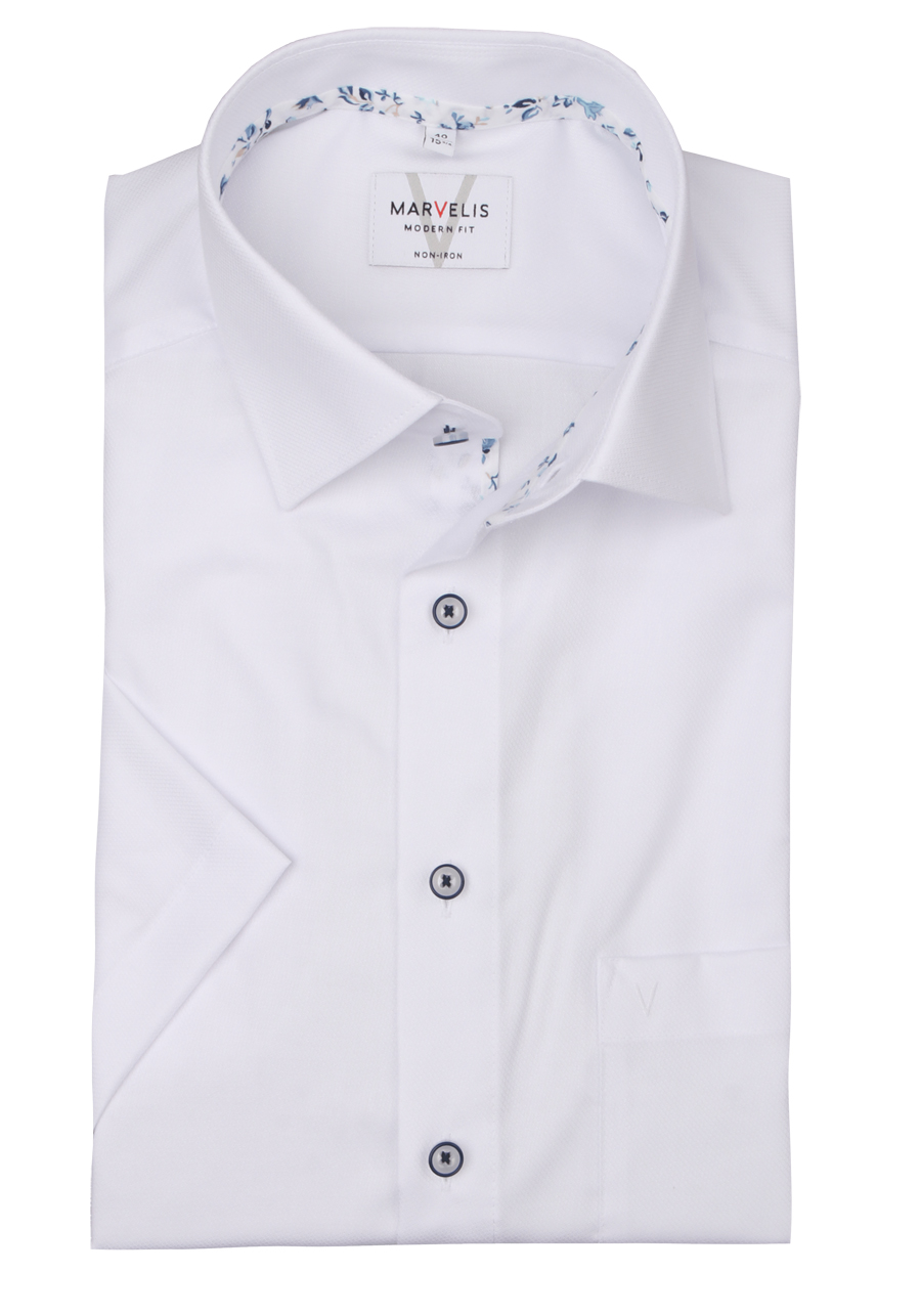 Produktbild fr 'MARVELIS Modern Fit Hemd Halbarm New Kent Kragen Struktur wei'