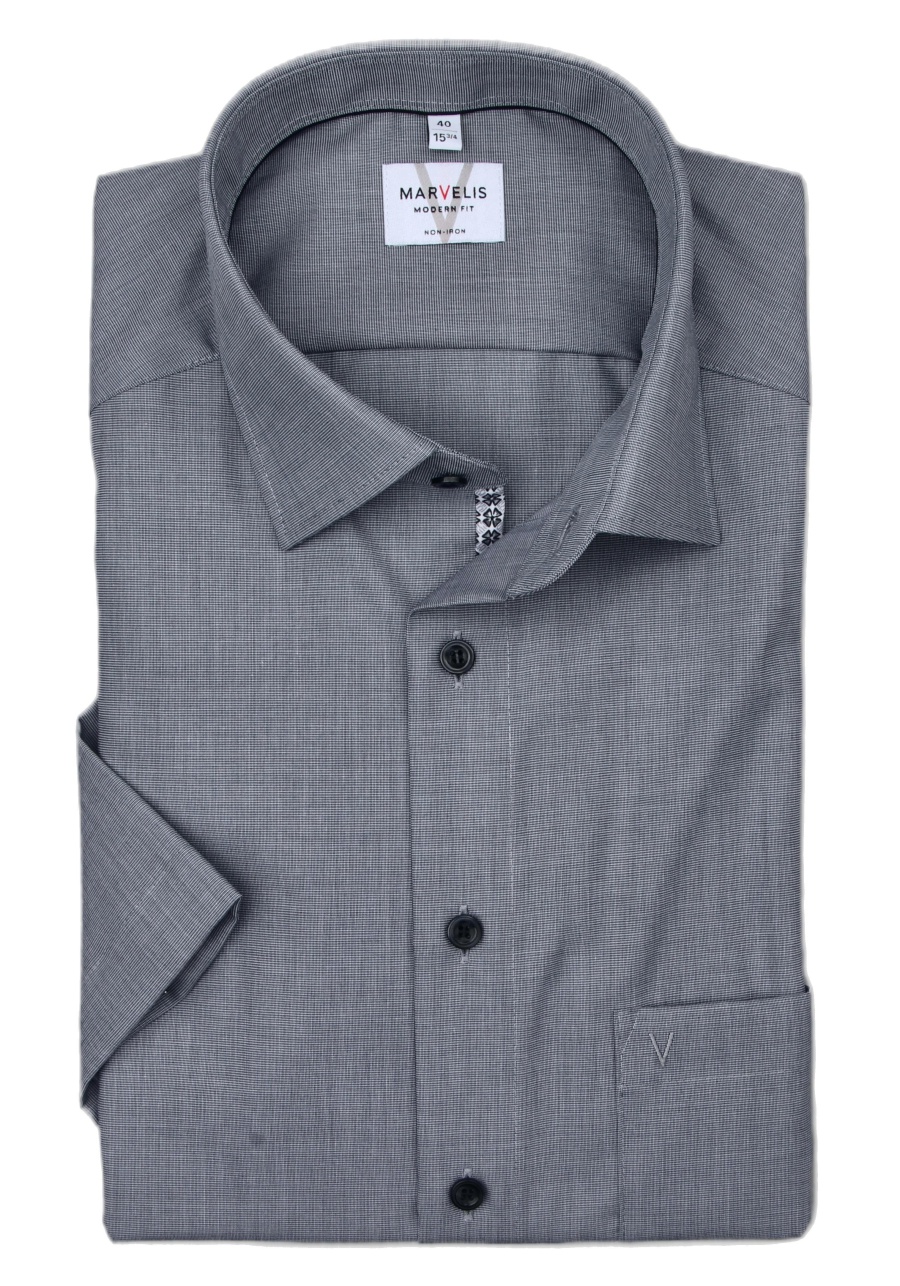 Produktbild fr 'MARVELIS Modern Fit Hemd Halbarm New Kent Kragen grau'