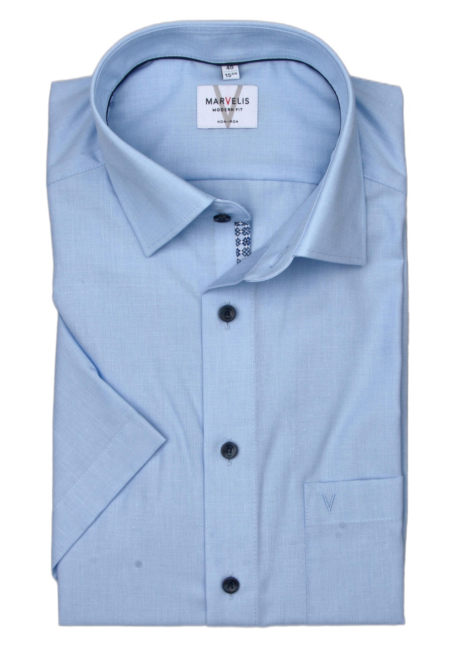 Produktbild fr 'MARVELIS Modern Fit Hemd Halbarm New Kent Kragen hellblau'