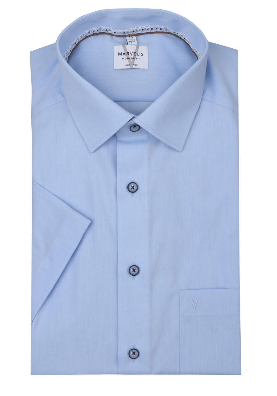 Produktbild fr 'MARVELIS Modern Fit Hemd Halbarm New Kent Kragen hellblau'