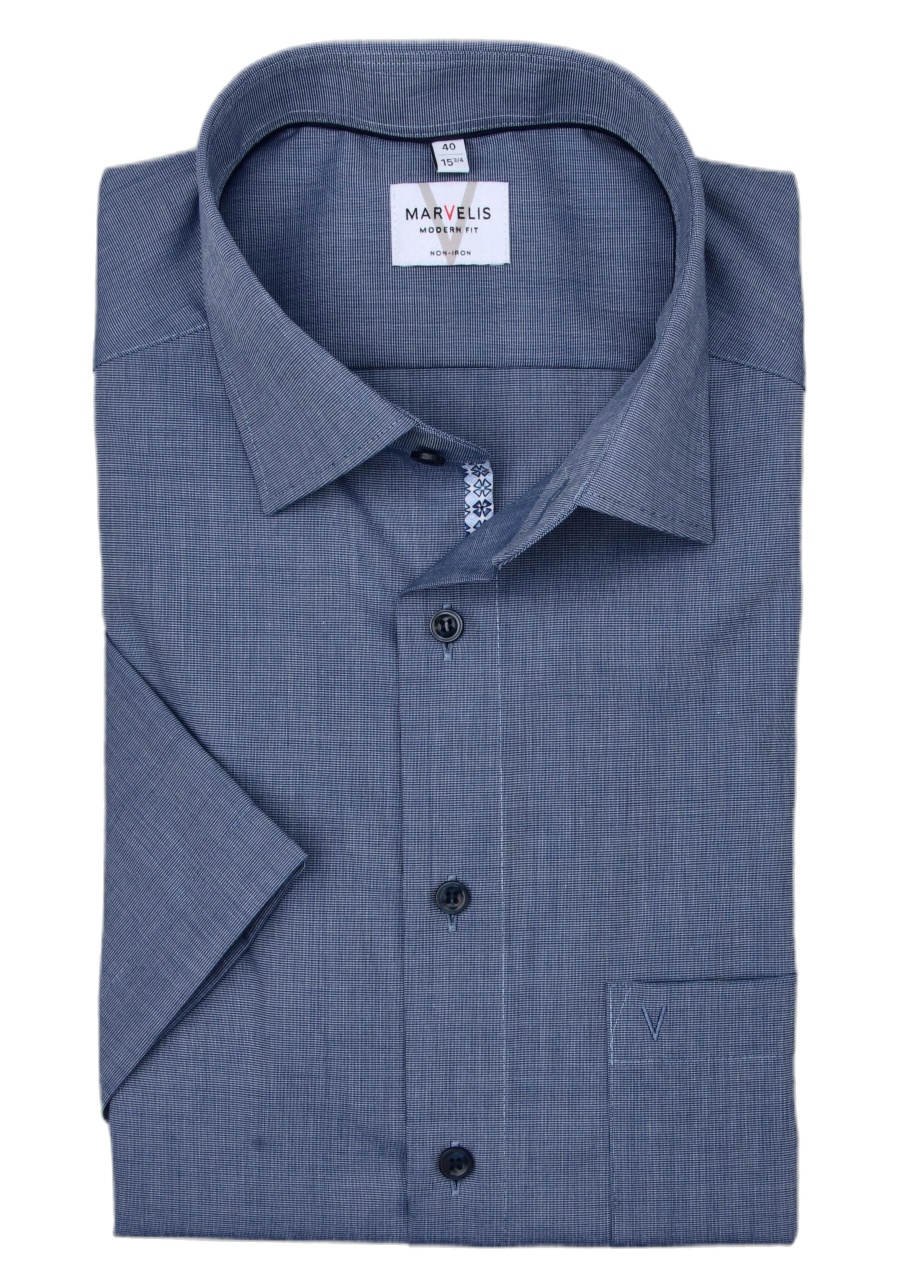 Produktbild fr 'MARVELIS Modern Fit Hemd Halbarm New Kent Kragen rauchblau'