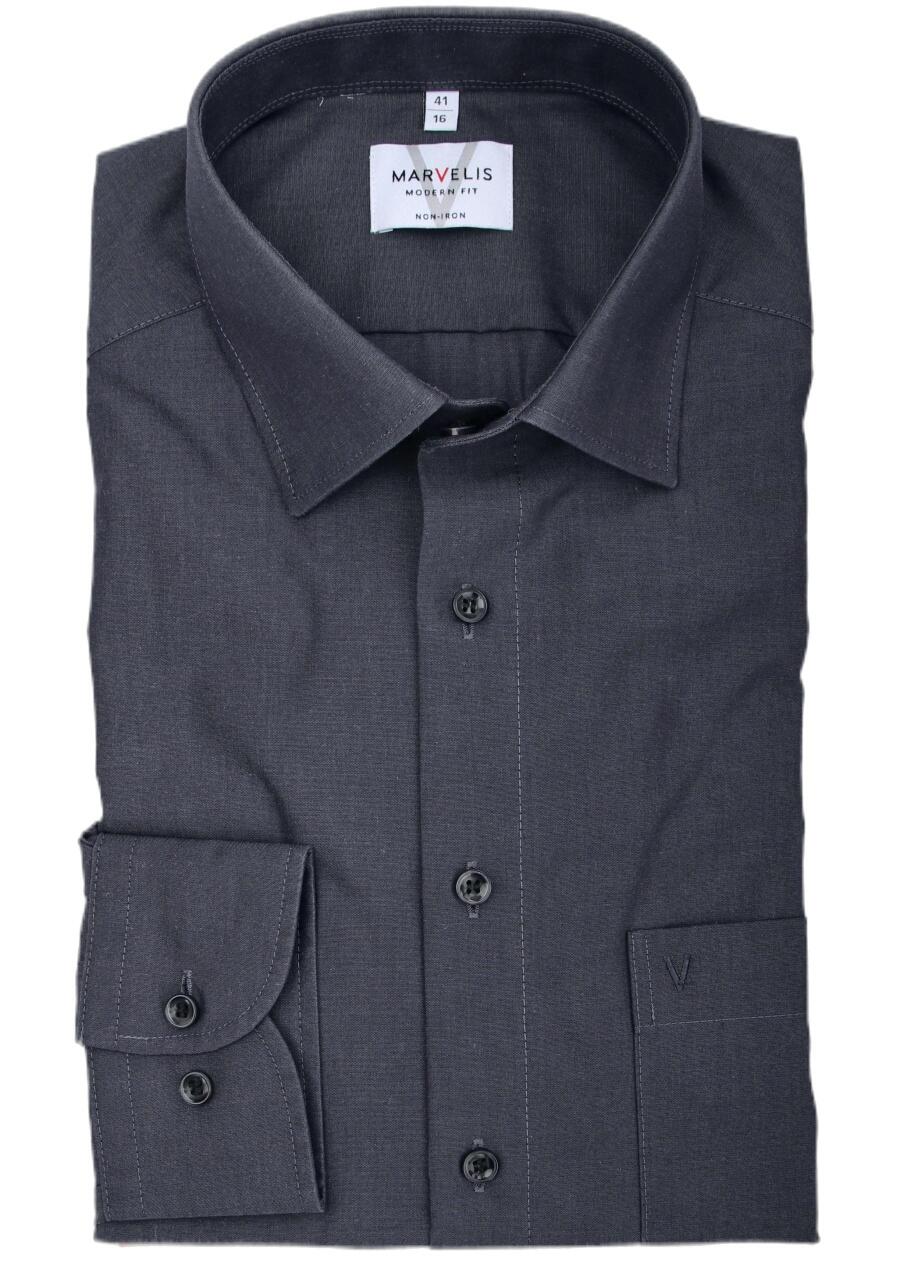 Produktbild f�r 'MARVELIS Modern Fit Hemd Langarm New Kent Kragen Chambray anthrazit'