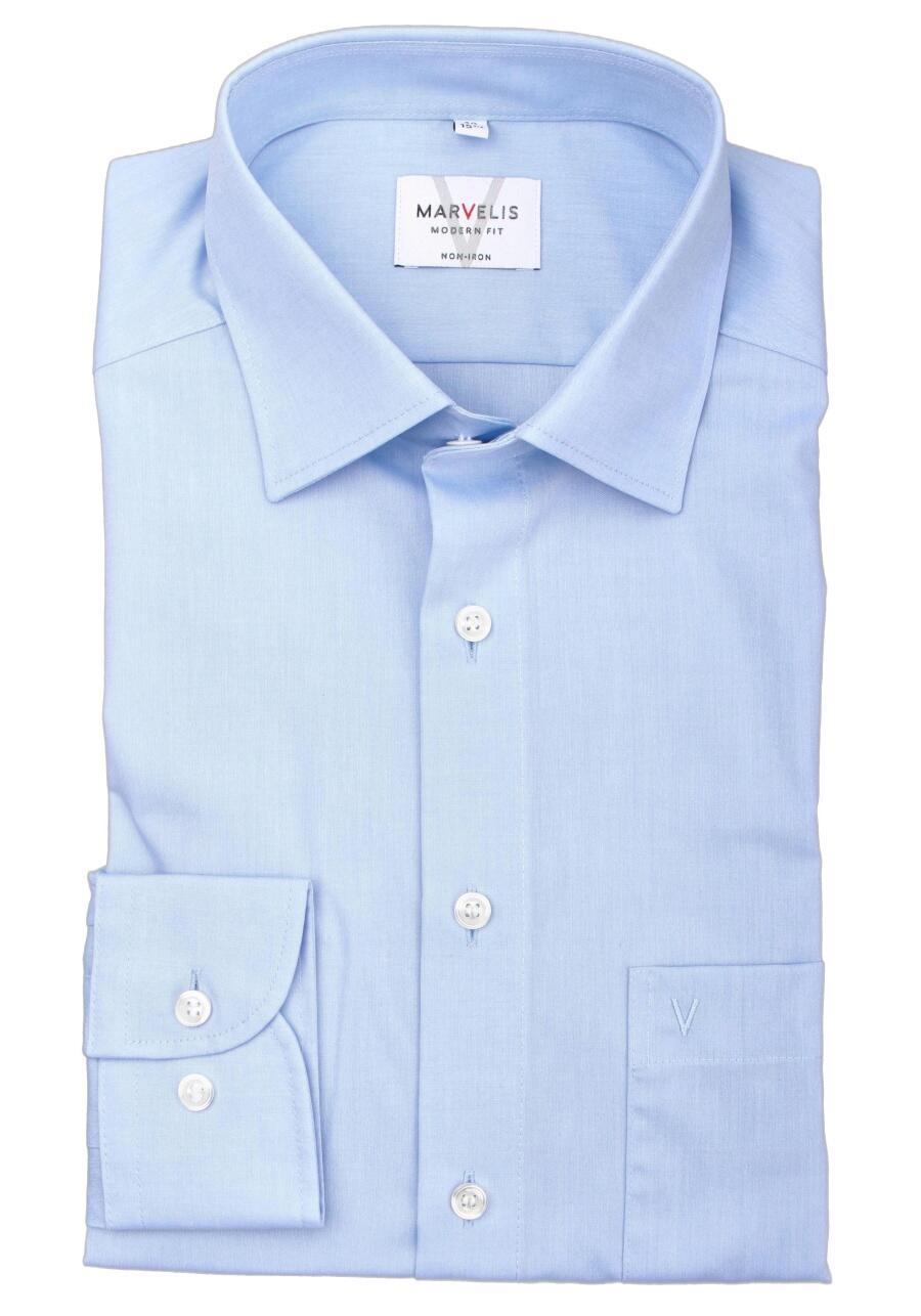 Produktbild f�r 'MARVELIS Modern Fit Hemd Langarm New Kent Kragen Chambray hellblau'