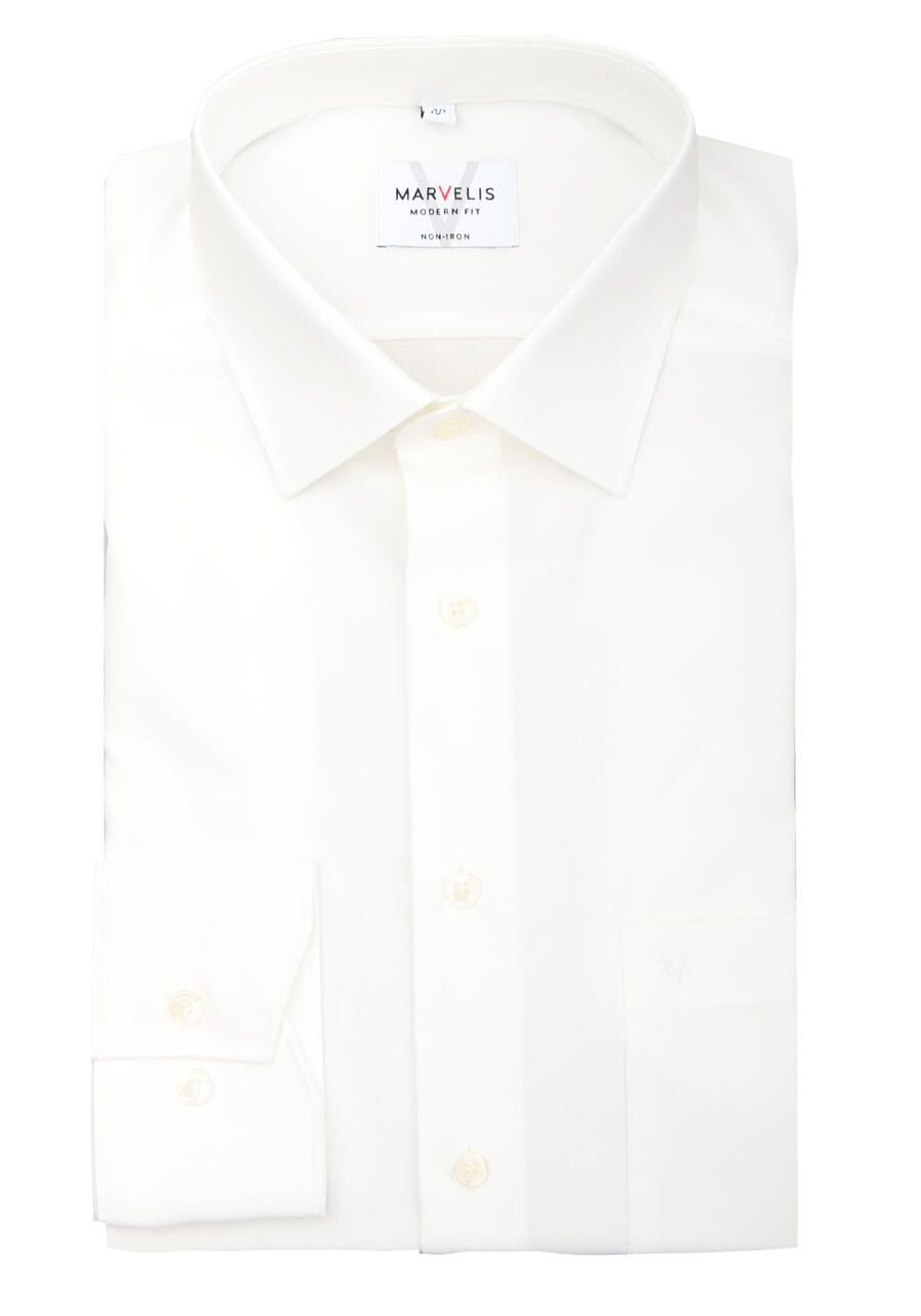 Produktbild f�r 'MARVELIS Modern Fit Hemd Langarm New Kent Kragen Popeline beige'