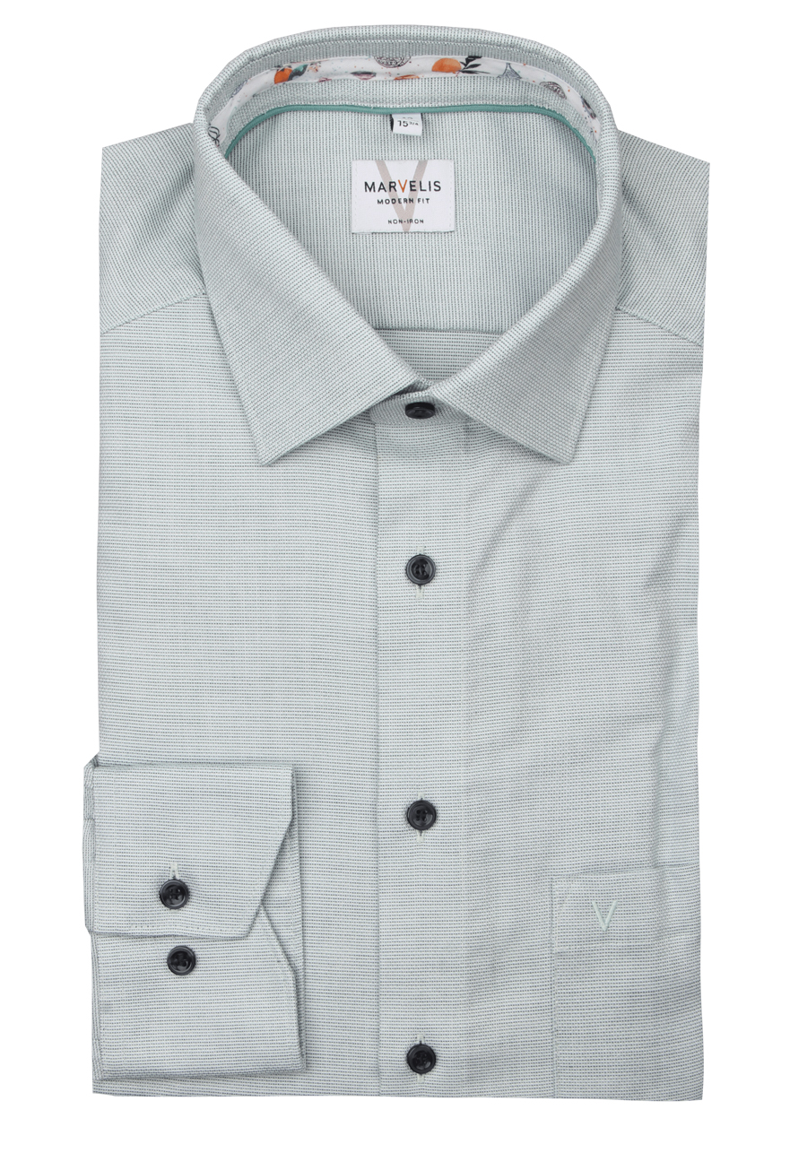 Produktbild f�r 'MARVELIS Modern Fit Hemd Langarm New Kent Kragen Struktur gr�n'