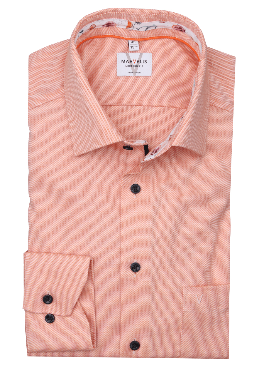 Produktbild f�r 'MARVELIS Modern Fit Hemd Langarm New Kent Kragen Struktur orange'