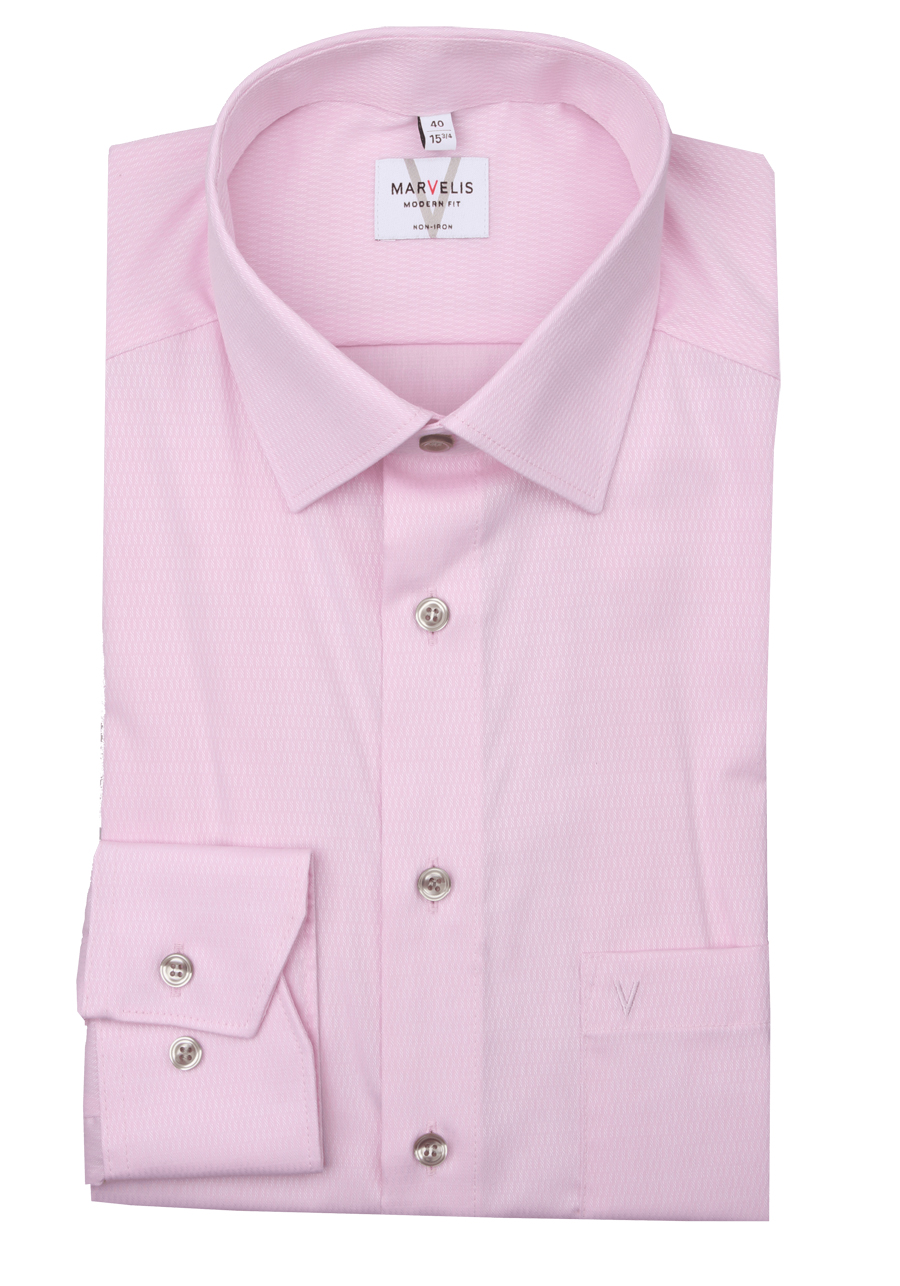 Produktbild f�r 'MARVELIS Modern Fit Hemd Langarm New Kent Kragen Struktur rosa'
