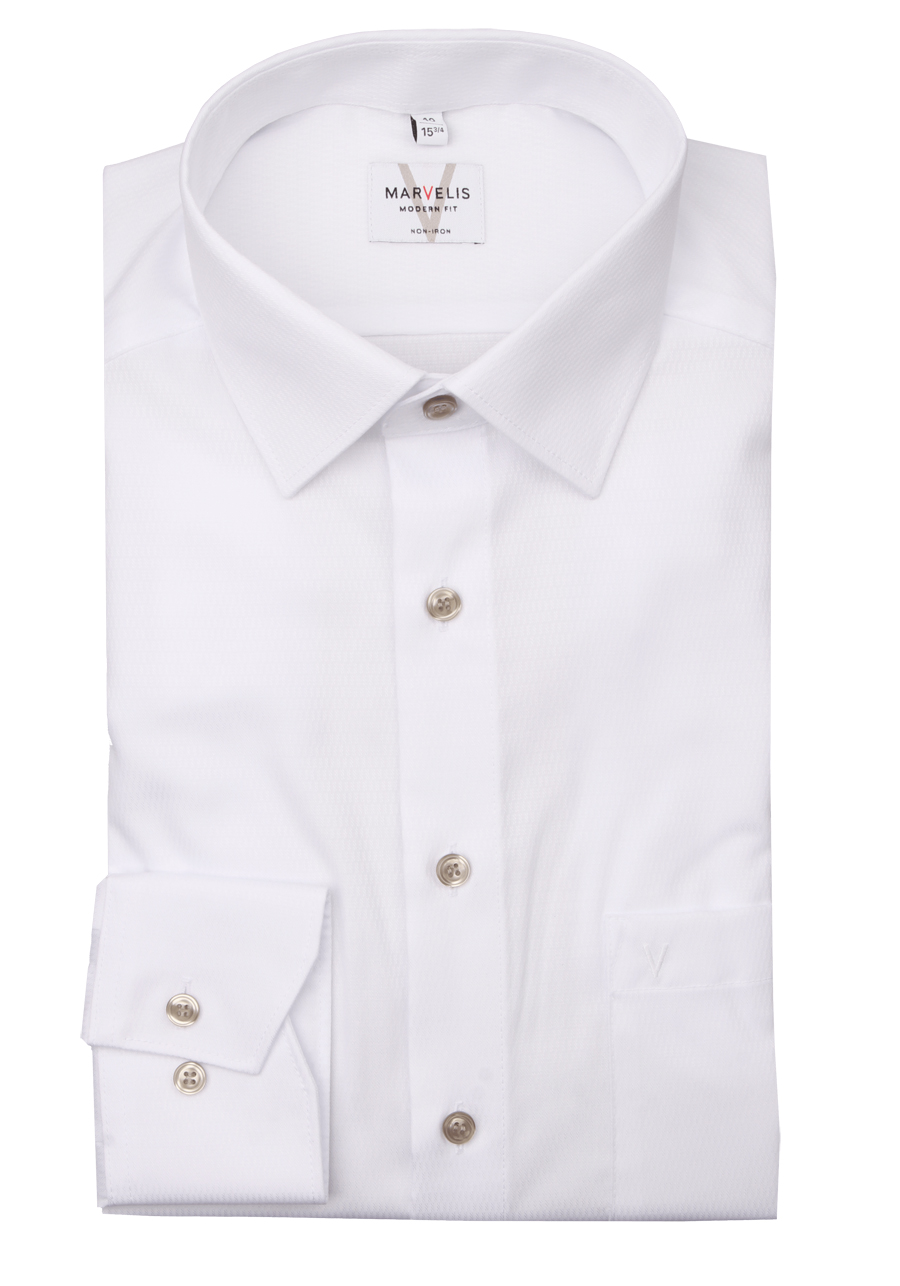 Produktbild f�r 'MARVELIS Modern Fit Hemd Langarm New Kent Kragen Struktur wei�'