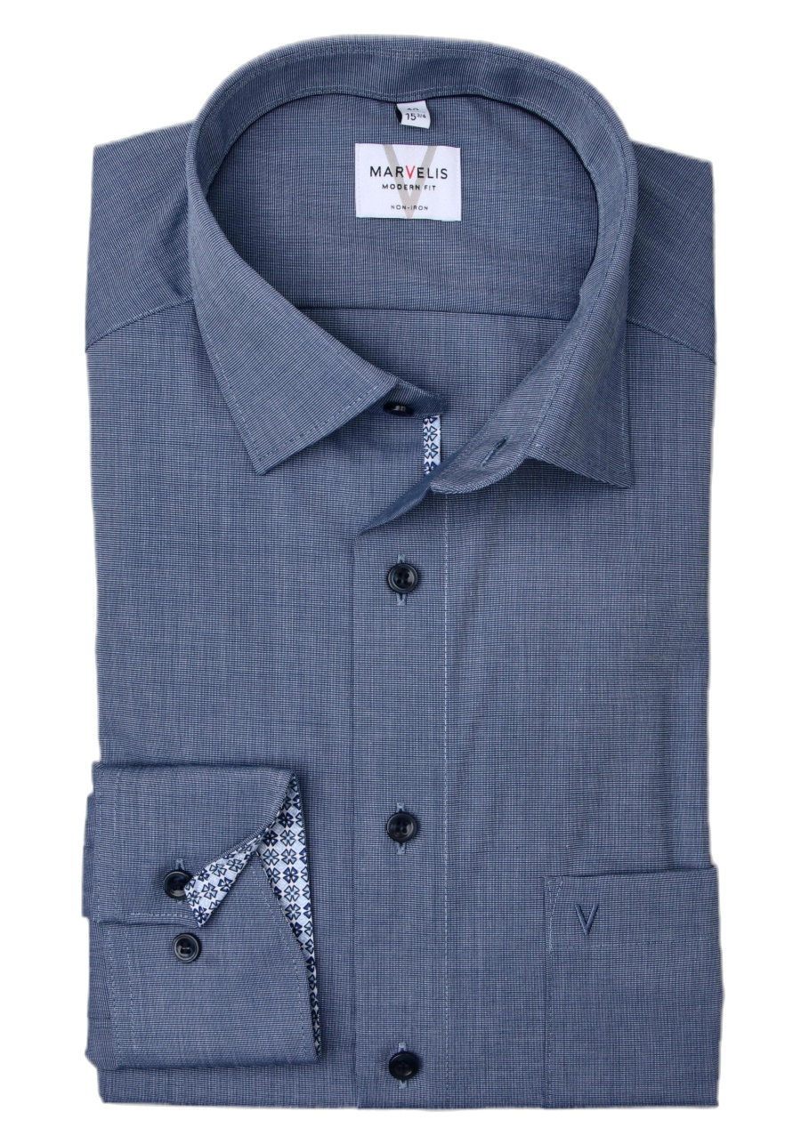 Produktbild fr 'MARVELIS Modern Fit Hemd Langarm New Kent Kragen rauchblau'