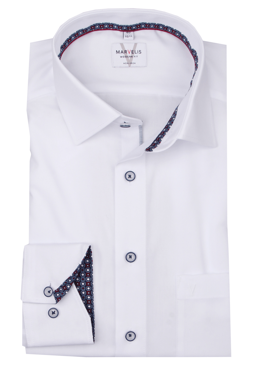 Produktbild fr 'MARVELIS Modern Fit Hemd Langarm New Kent Kragen wei'