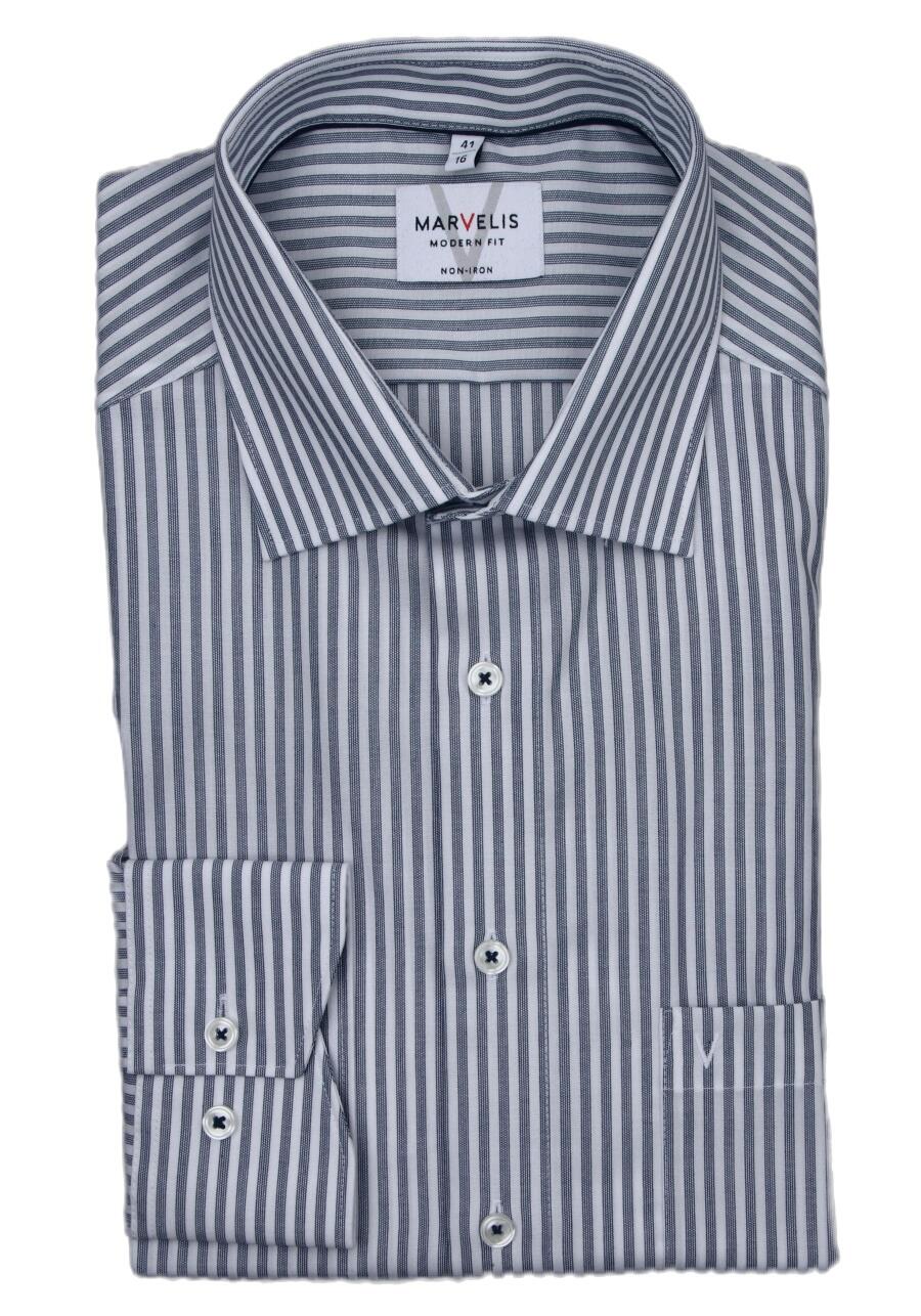 Produktbild fr 'MARVELIS Modern Fit Hemd extra langer Arm New Kent Kragen Streifen blau'