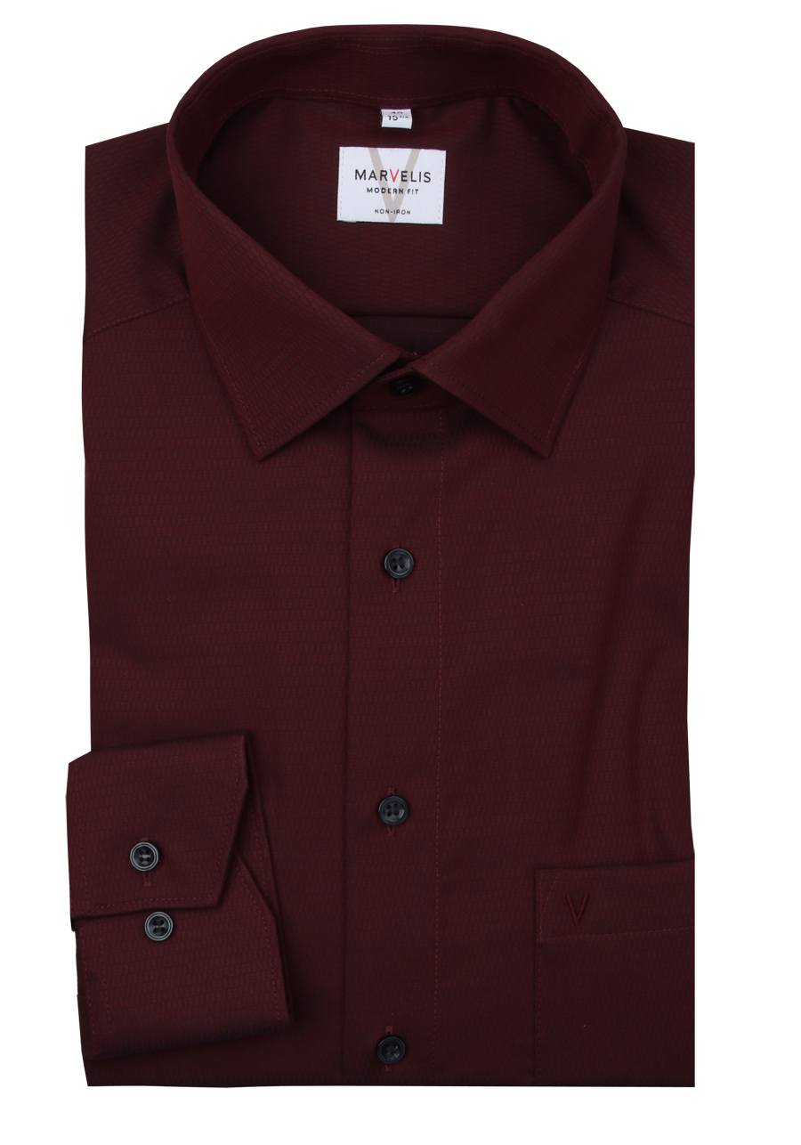 Produktbild f�r 'MARVELIS Modern Fit Hemd extra langer Arm New Kent Kragen Struktur rot'