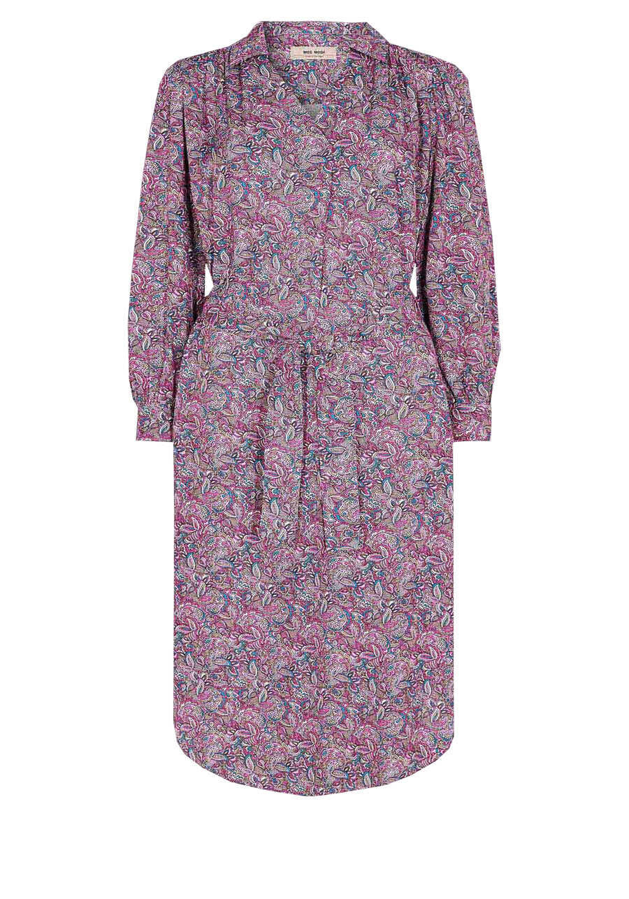 Produktbild fr 'MOS MOSH Kleid ALDO TWIRL Langarm Hemdkragen geknpft Muster rosa'