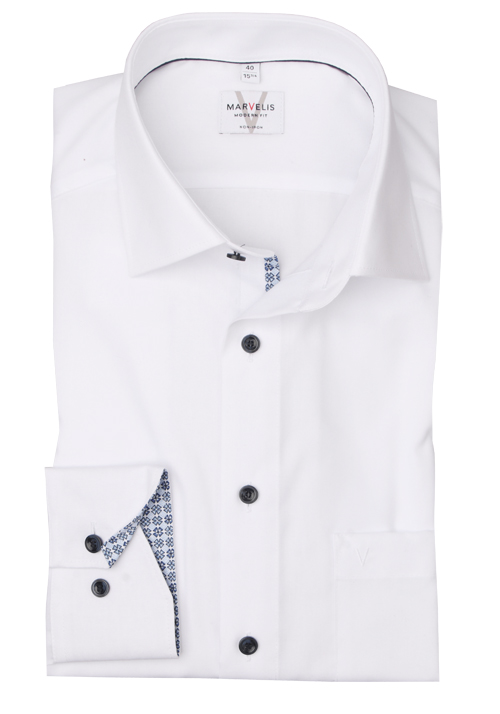 Produktbild fr 'MARVELIS Modern Fit Hemd Langarm New Kent Kragen wei'
