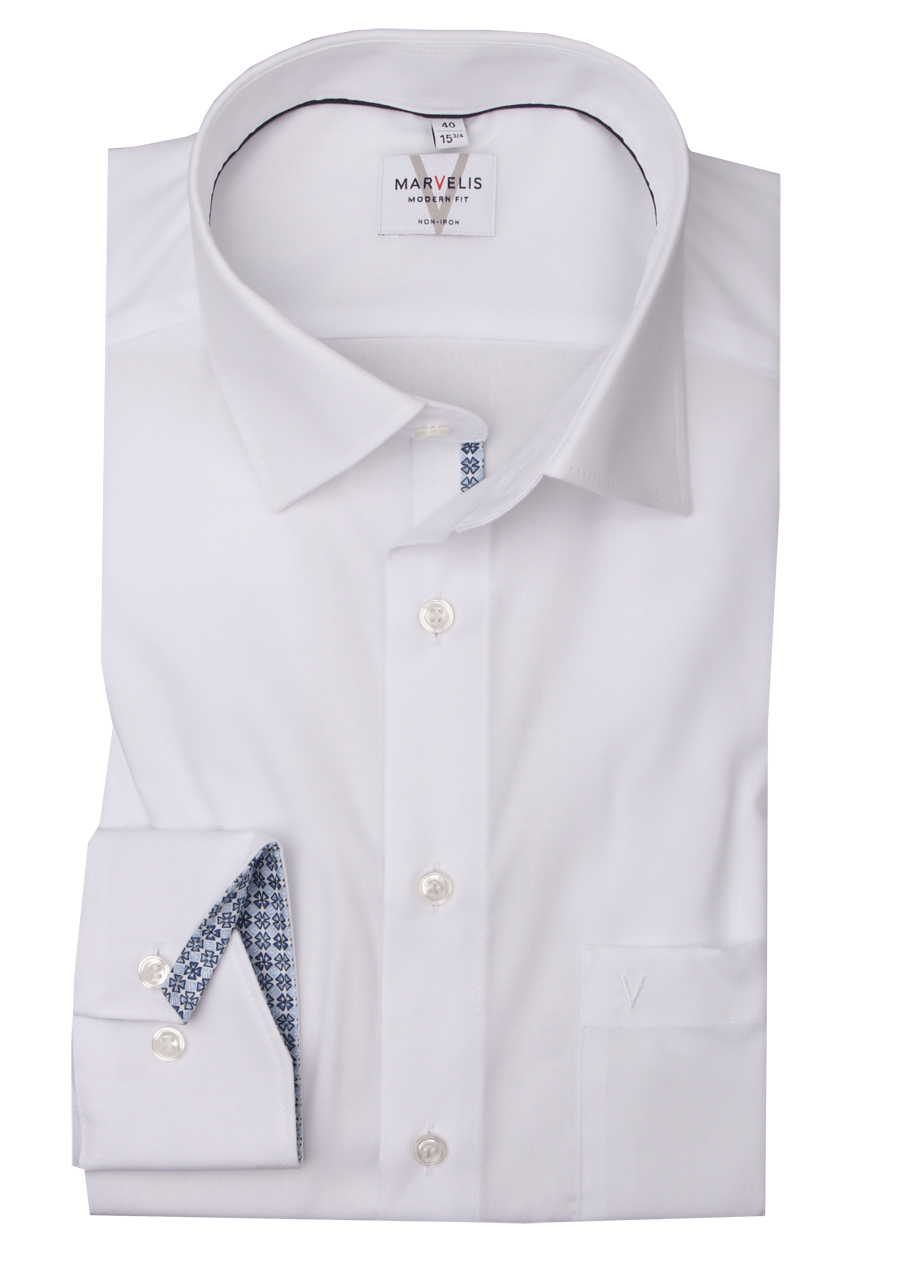 Produktbild fr 'MARVELIS Modern Fit Hemd Langarm New Kent Kragen wei'
