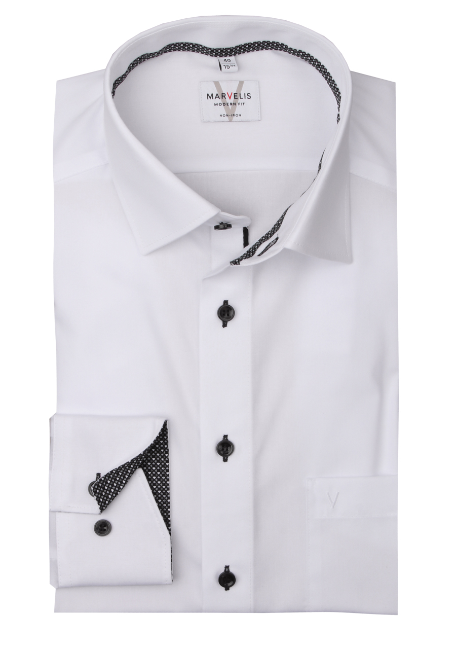 Produktbild fr 'MARVELIS Modern Fit Hemd Langarm New Kent Kragen wei'